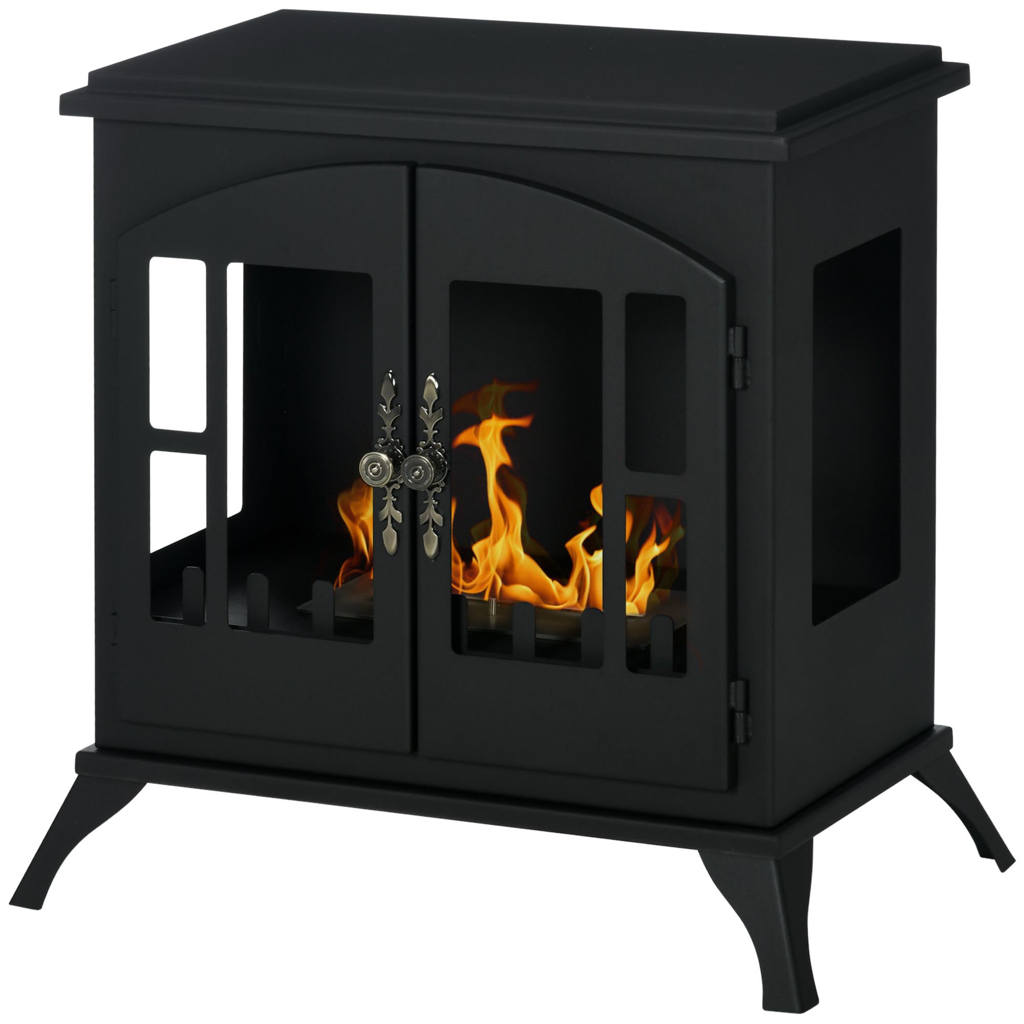Freestanding Ethanol Fireplace Stove, Bioethanol Fire with Stainless Steel Flame Snuffer - Black - Life Essentials