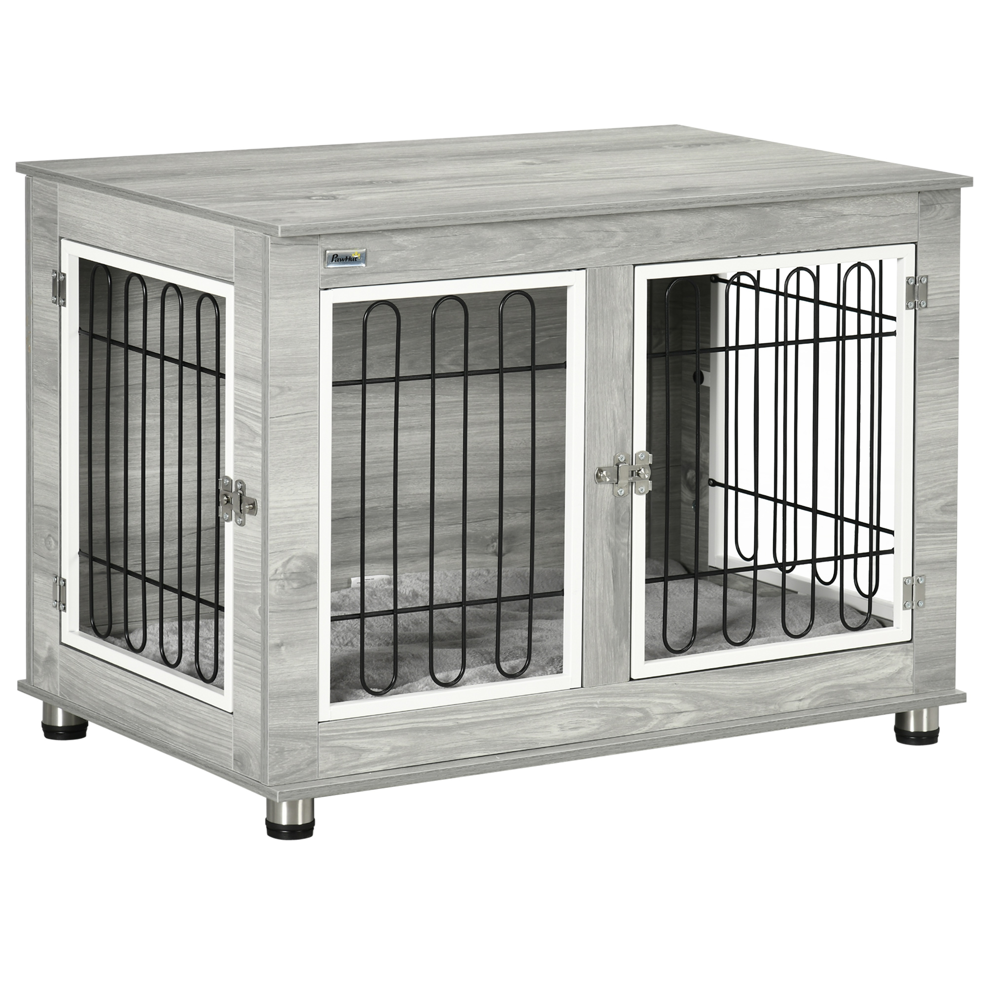Dog Crate Furniture Side End Table with Soft Washable Cushion, Indoor Dog Kennel with Wire Mesh, Large Top, for Medium and Large Dogs - Life 