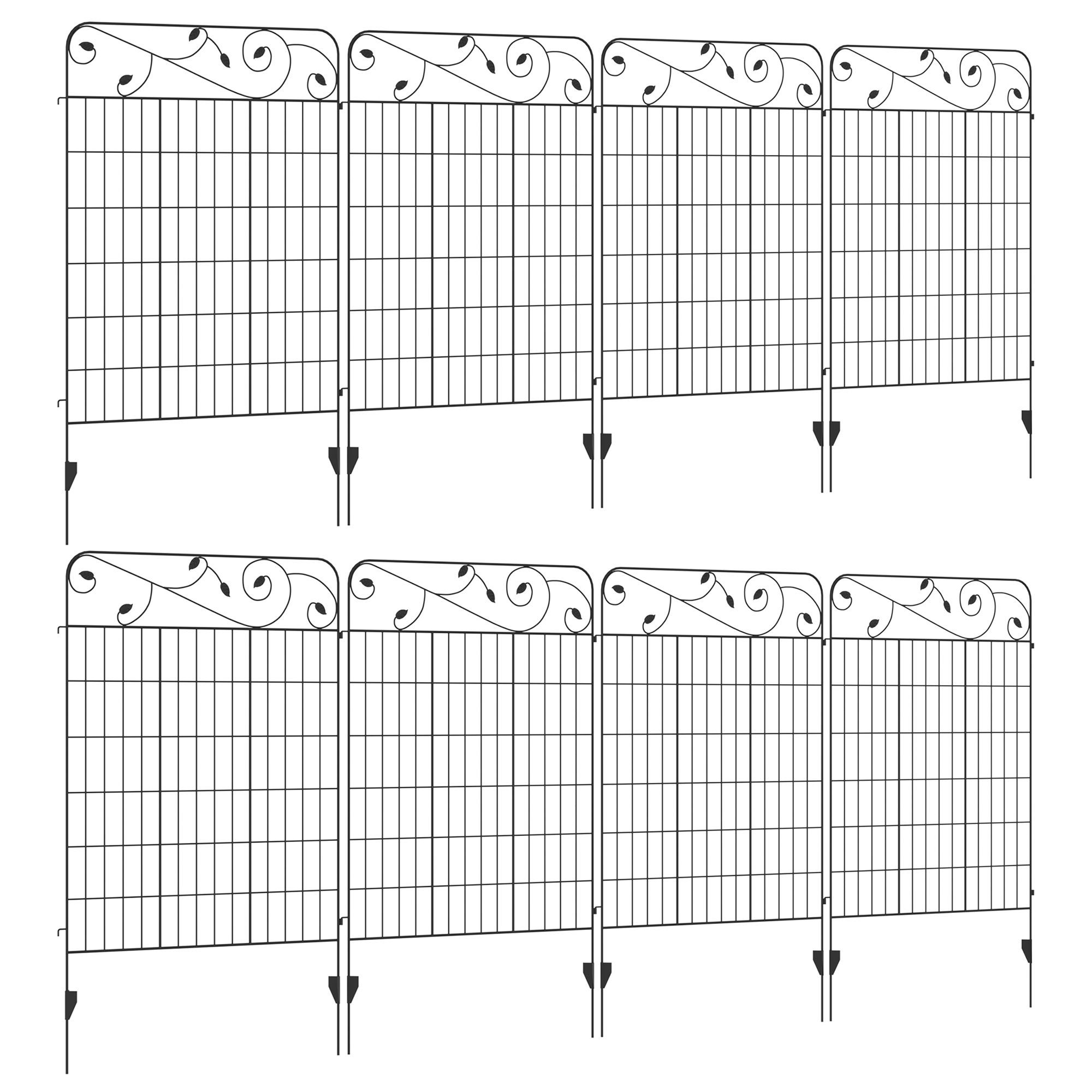 Jones Decorative Garden Fencing Picket Fence Panels - 43in x 23ft - Life Essentials