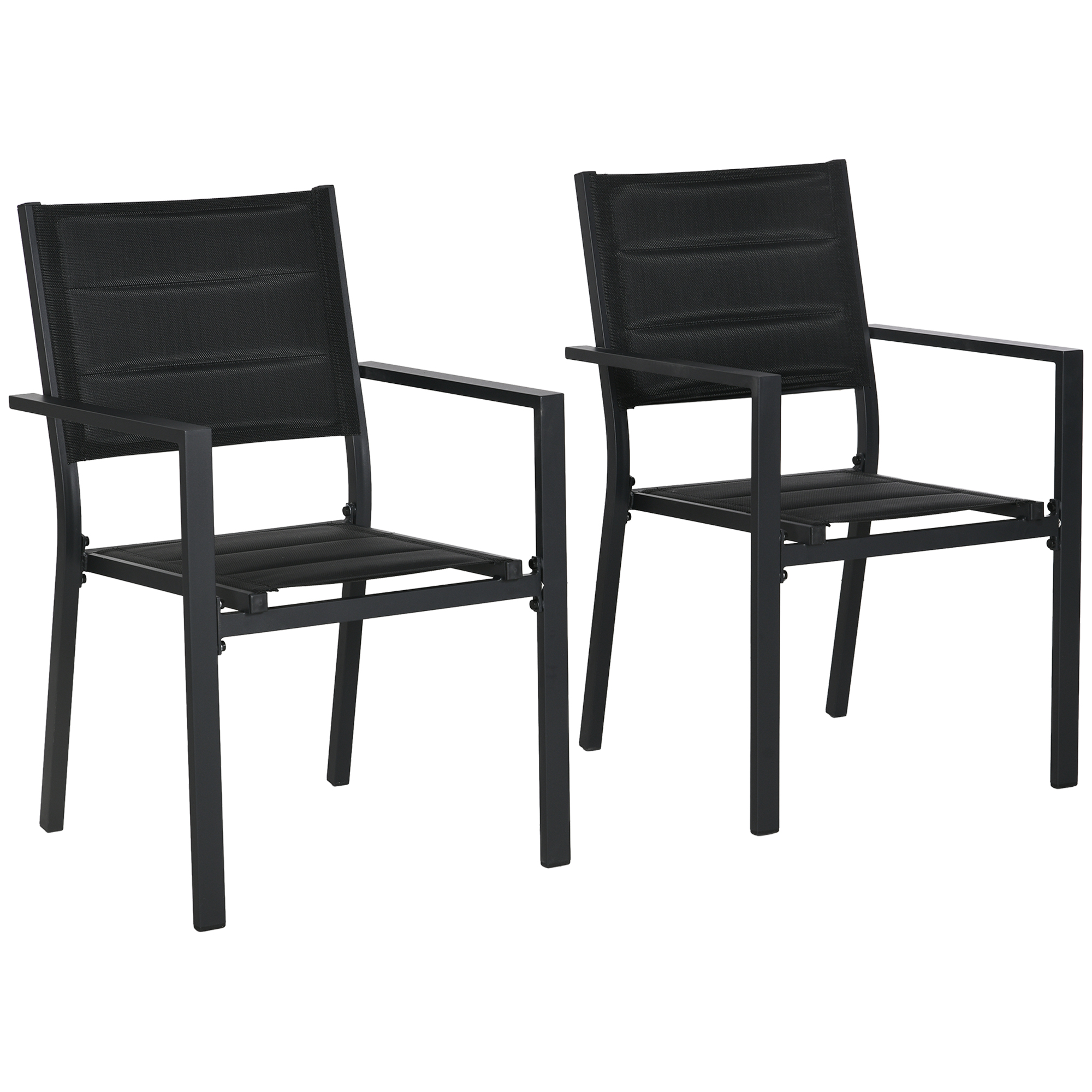 Jones Set of Two Stacking Aluminium Garden Chairs - Black - Life Essentials
