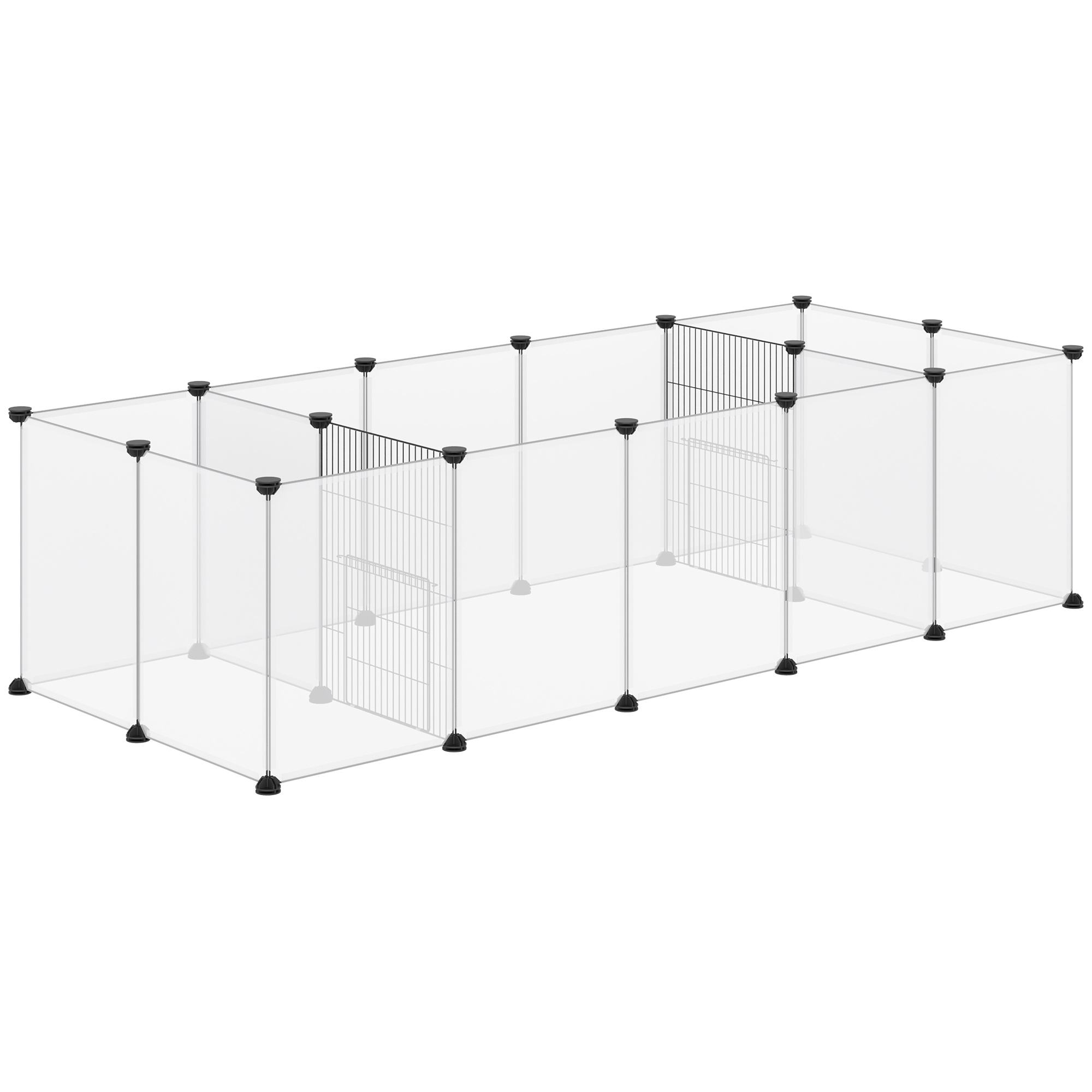 Pet Playpen DIY Small Animal Cage 18 Panels Portable Metal Wire Yard Fence for Guinea Pigs Hedgehogs, 175 x 70 x 45 cm, White - Life Essentials