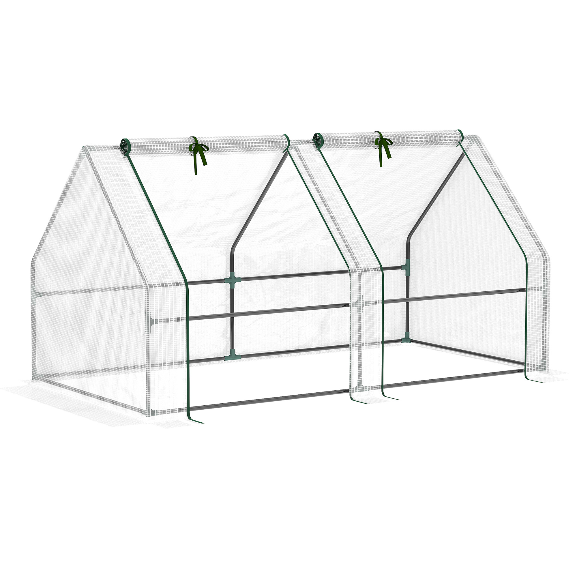 Mini Small Greenhouse with Steel Frame & PE Cover & Zippered Window Poly tunnel Steeple for Plants Vegetables, 180 x 90 x 90 cm, White - Life 