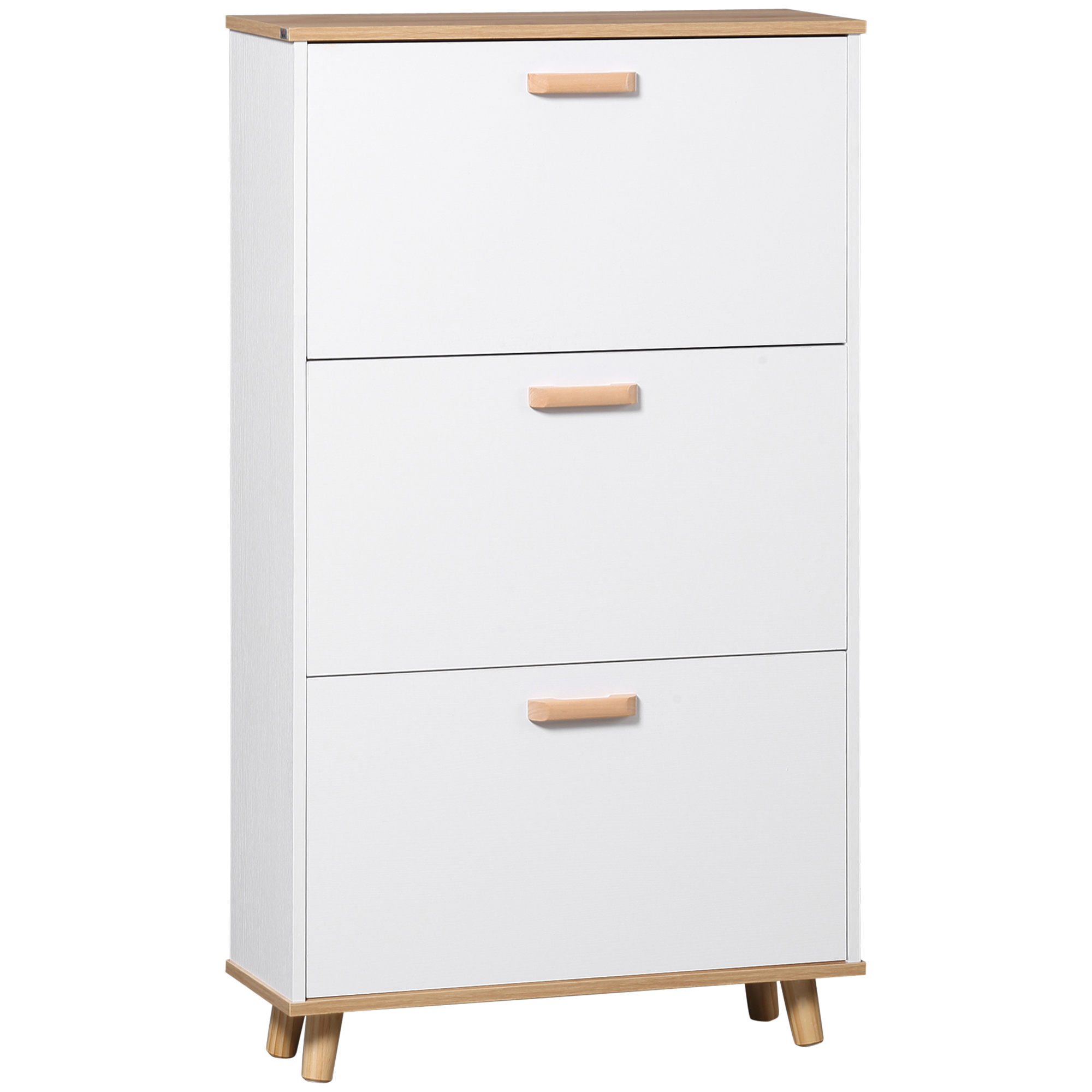 Narrow Shoe Cabinet, Slim Shoe Storage Cabinet with 3 Flip Drawers and Adjustable Shelves, 12 Pair of Shoes Organizer for Hallway - Life Essentials