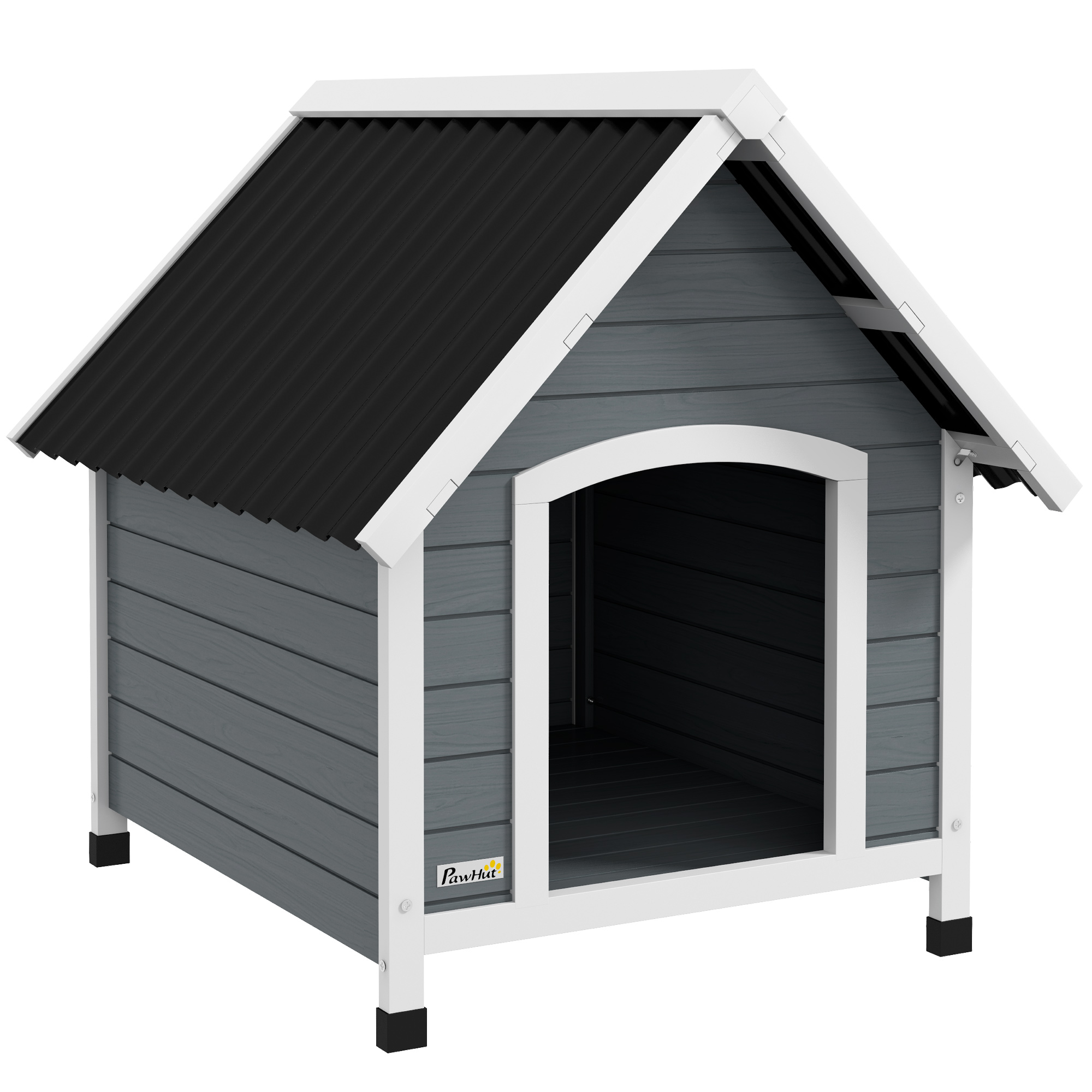 Shelley Outdoor Dog House with Removable Floor for Medium Dogs - Wooden Grey - Life Essentials