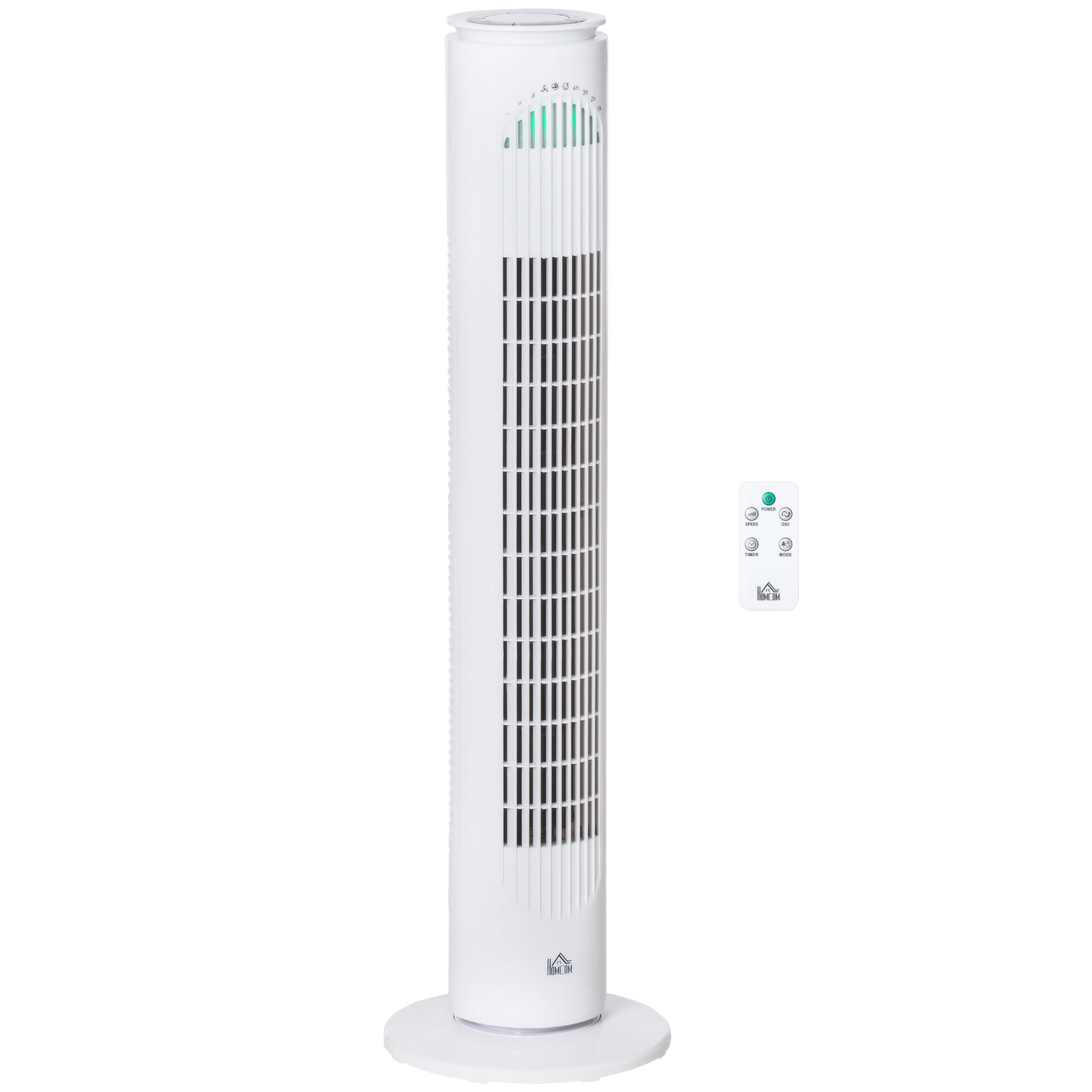30'' Freestanding Tower Fan, 3 Speed 3 Mode, 10h Timer, 70 Degree Oscillation, LED Light, 5M Remote Controller, White - Life Essentials