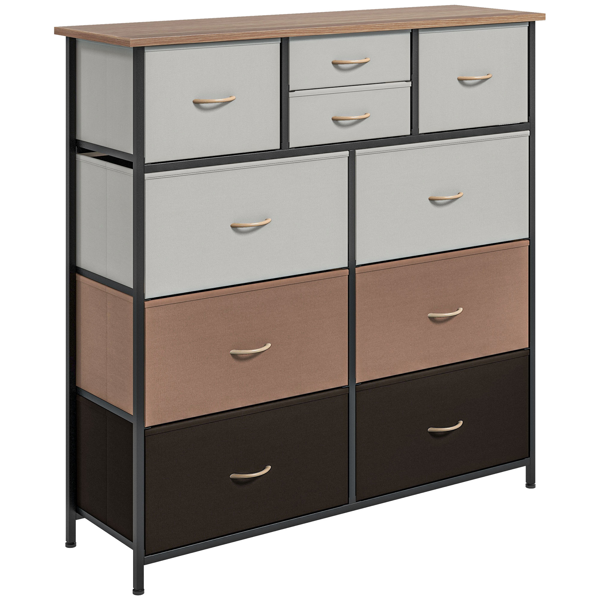 MALABO Multi Colour Chest of Drawers - Medium-sized, 10 Drawers, Double, Fabric - Life Essentials