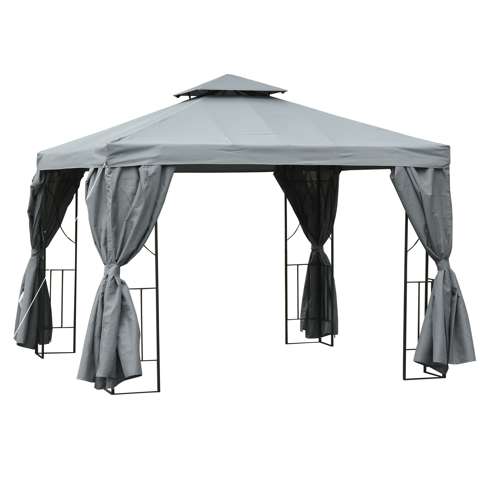 3 x 3 m Garden Metal Gazebo Marquee Patio Wedding Party Tent Canopy Shelter with Pavilion Sidewalls (Dark Grey) - Life Essentials