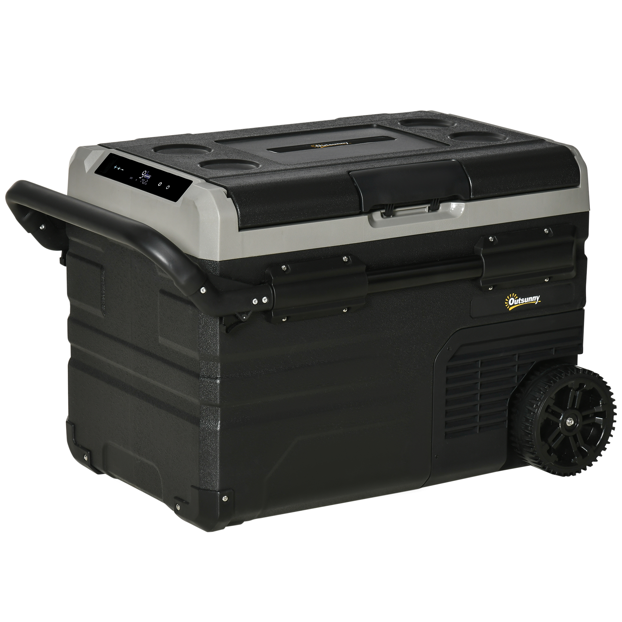 40L Car Refrigerator, Portable Compressor Cooler Box, Fridge Freezer w/ Inner LED Light & Foldable Handles, 12/24V DC and 110-240V AC - Life 