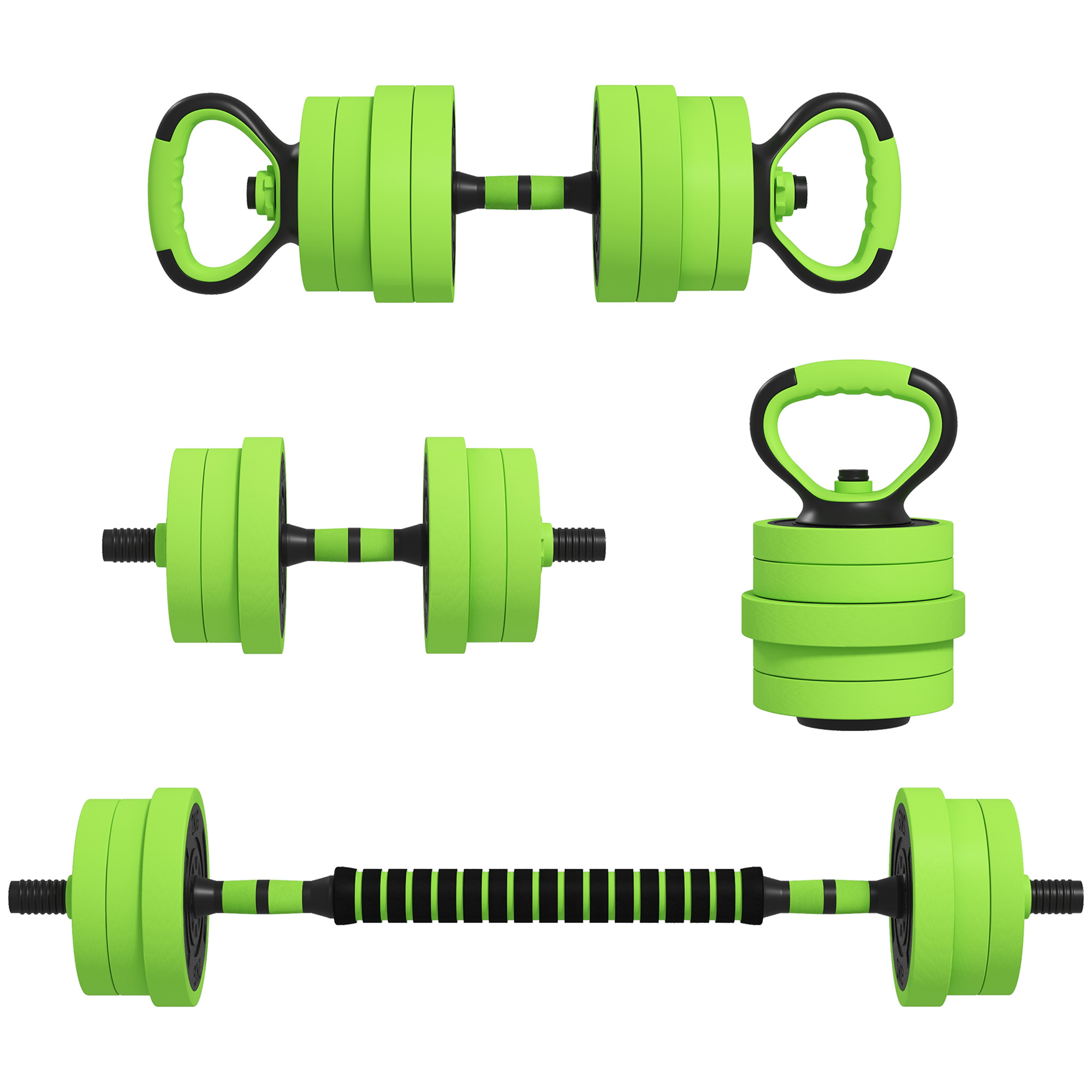 McAlpin 40kg Four-In-One Adjustable Weight Dumbbells Set - Green - Life Essentials
