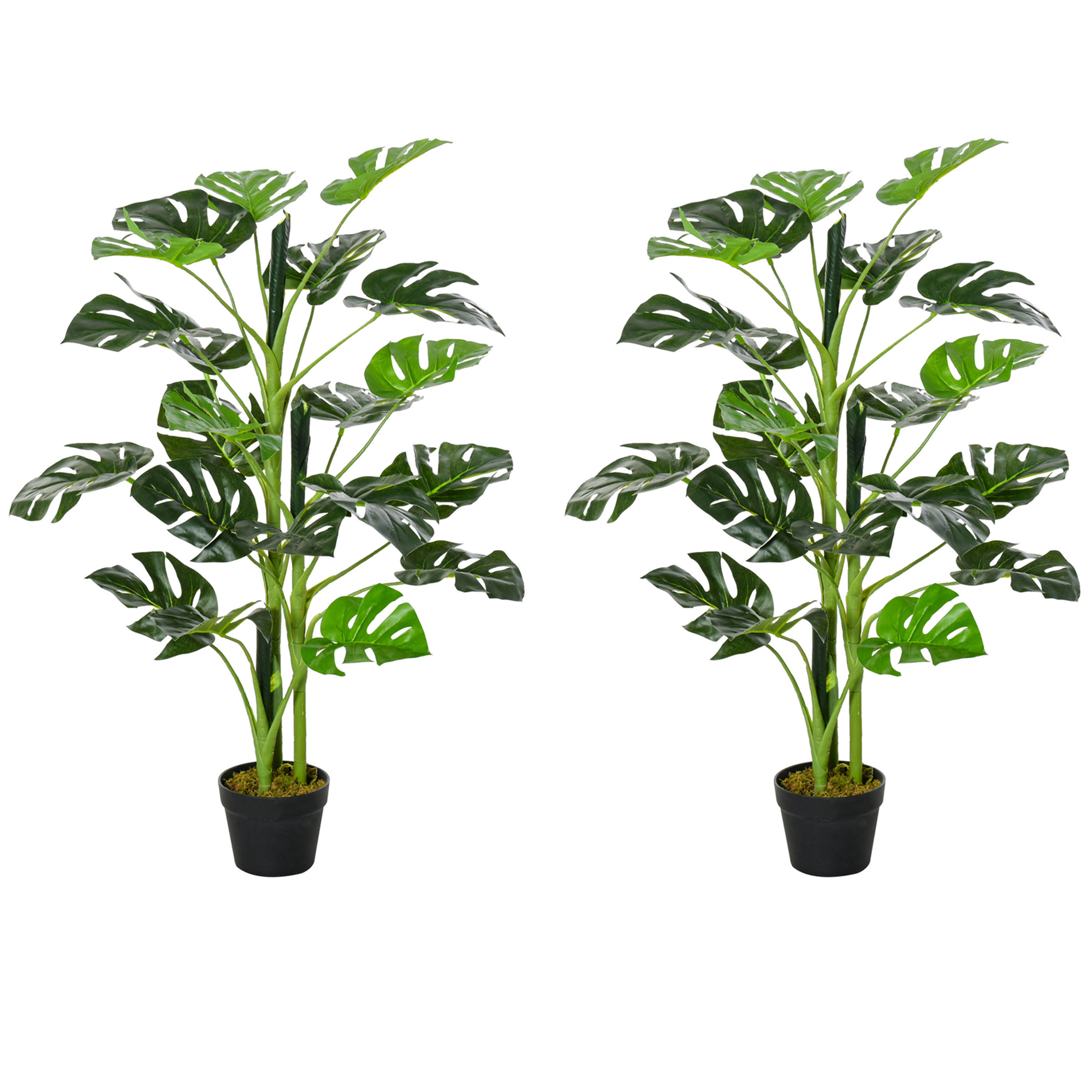 100cm/3.3FT Artificial Monstera Tree, Decorative Cheese Plant 21 Leaves w/ Nursery Pot, Fake Tropical Palm Tree, Set of 2 - Life Essentials
