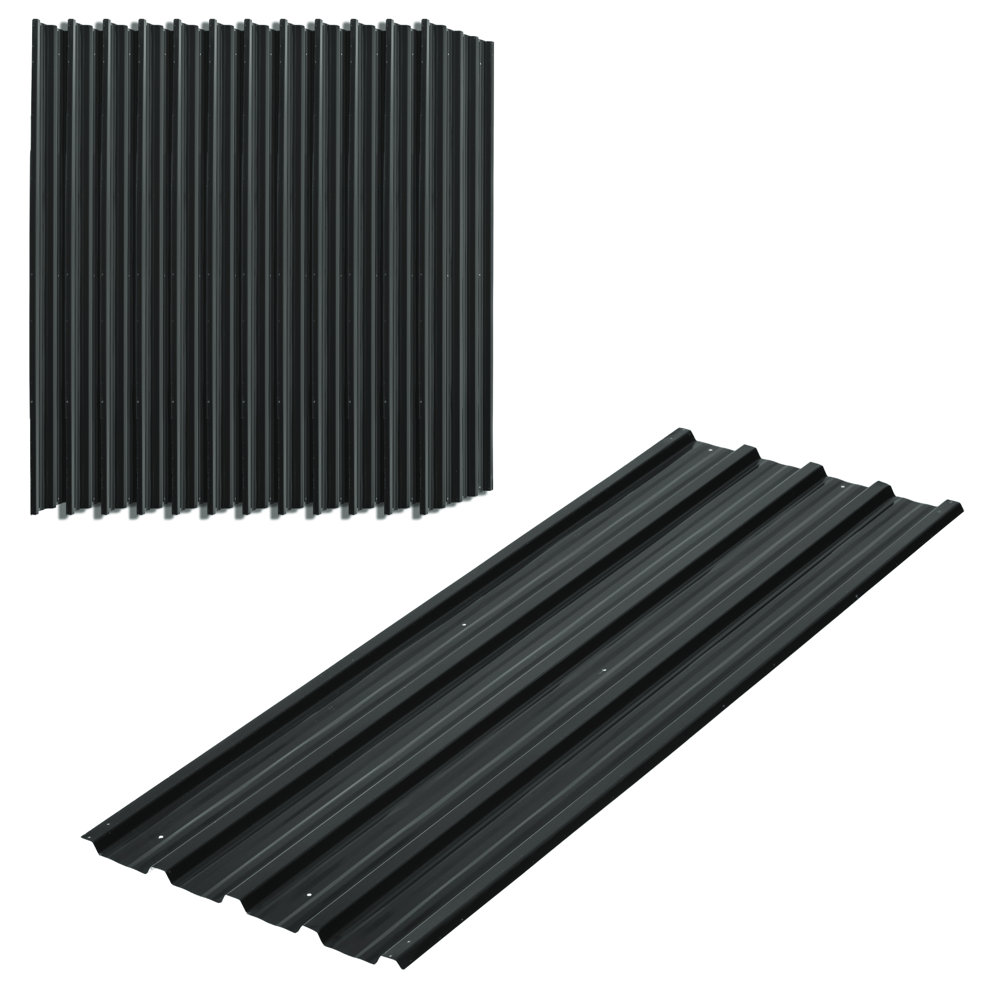 Jones Pack of 12 Galvanised Metal Roofing Sheets - Dark Grey - Life Essentials