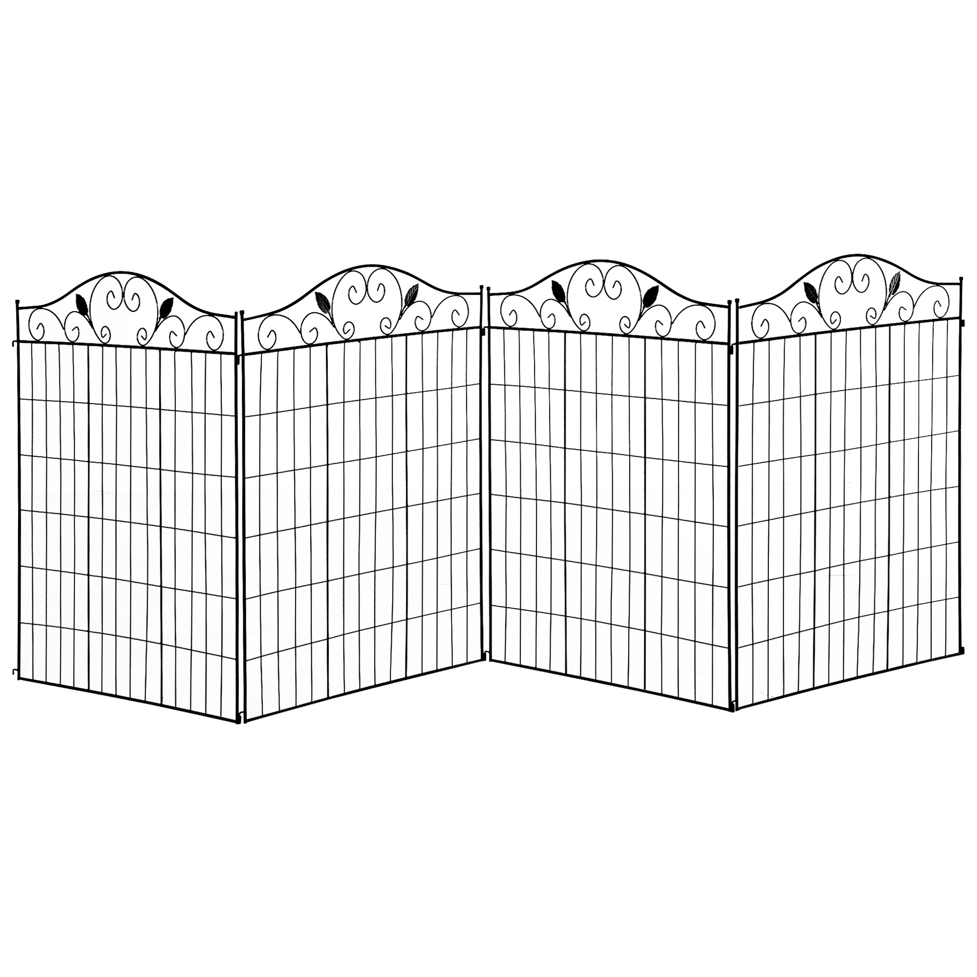 Garden Decorative Fence 4 Panels 44in x 12ft Metal Wire Landscape Border Edging - Life Essentials