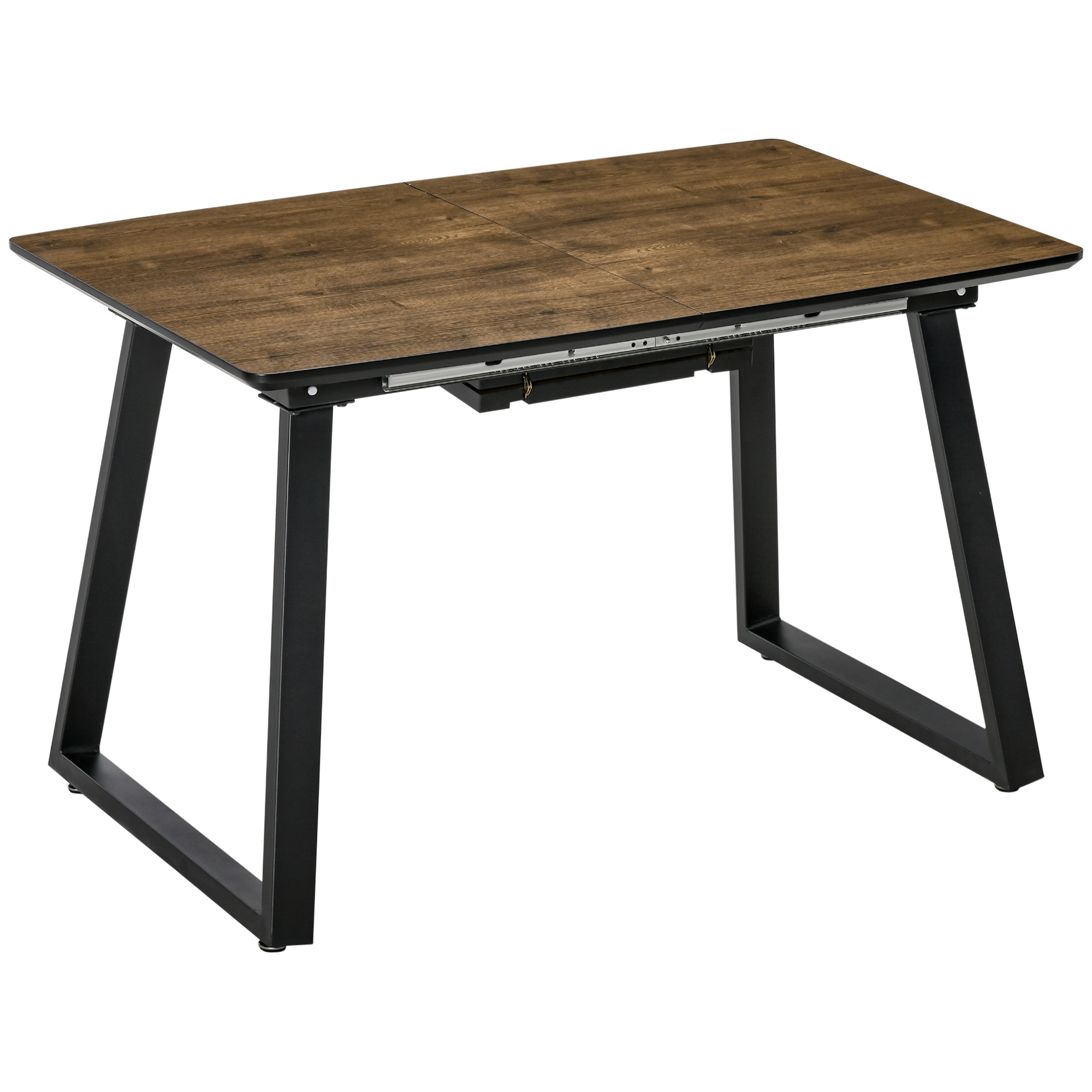 Extendable Dining Table Rectangular Wood Effect Tabletop for 4-6 People with Metal Frame & Hidden Leaves for Kitchen, Dining Room, Living Room - Life 