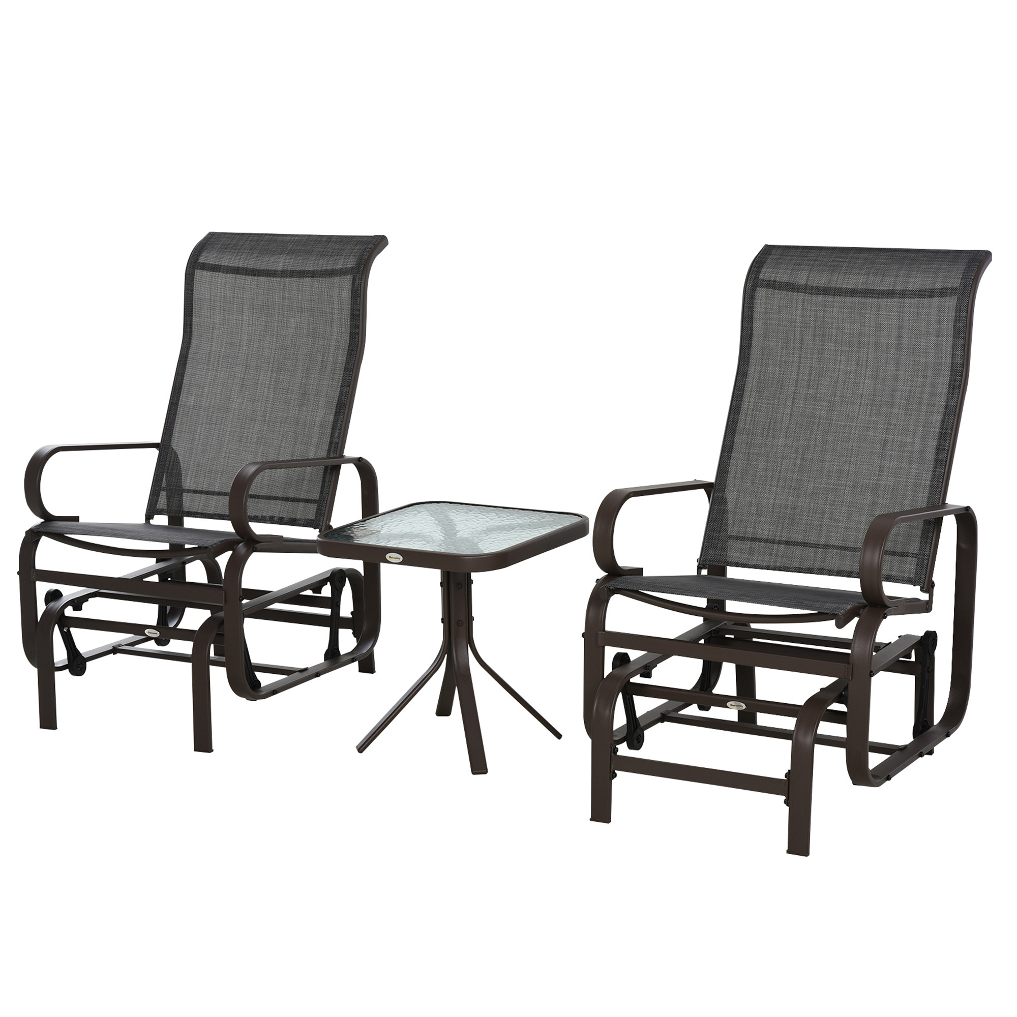 3 piece Outdoor Swing Chair with Tea Table Set, Patio Garden Rocking Furniture - Life Essentials