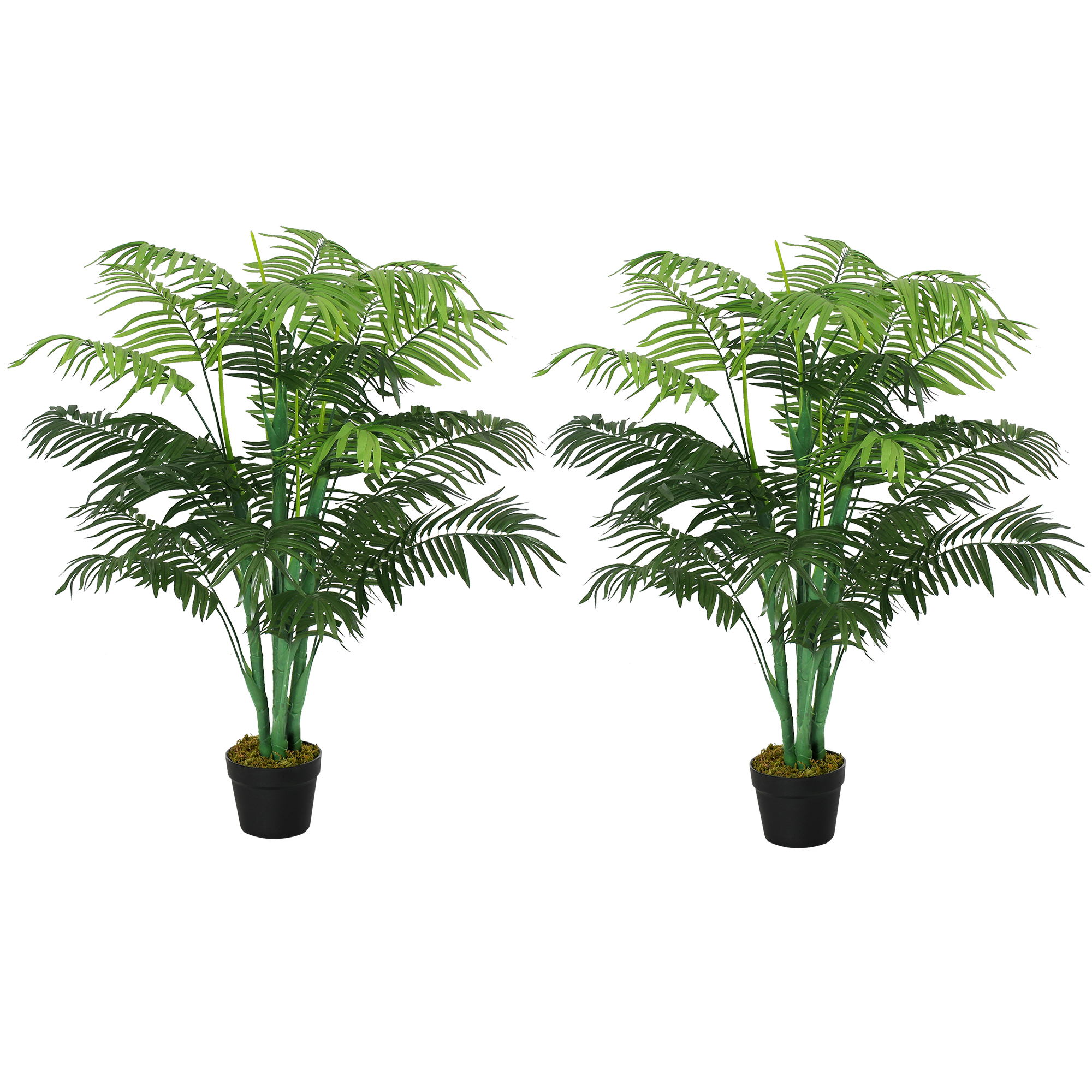 2 Pack Artificial Plant Palm Tree in Pot, Fake Plants for Home Indoor Outdoor Decor, 125cm, Green - Life Essentials