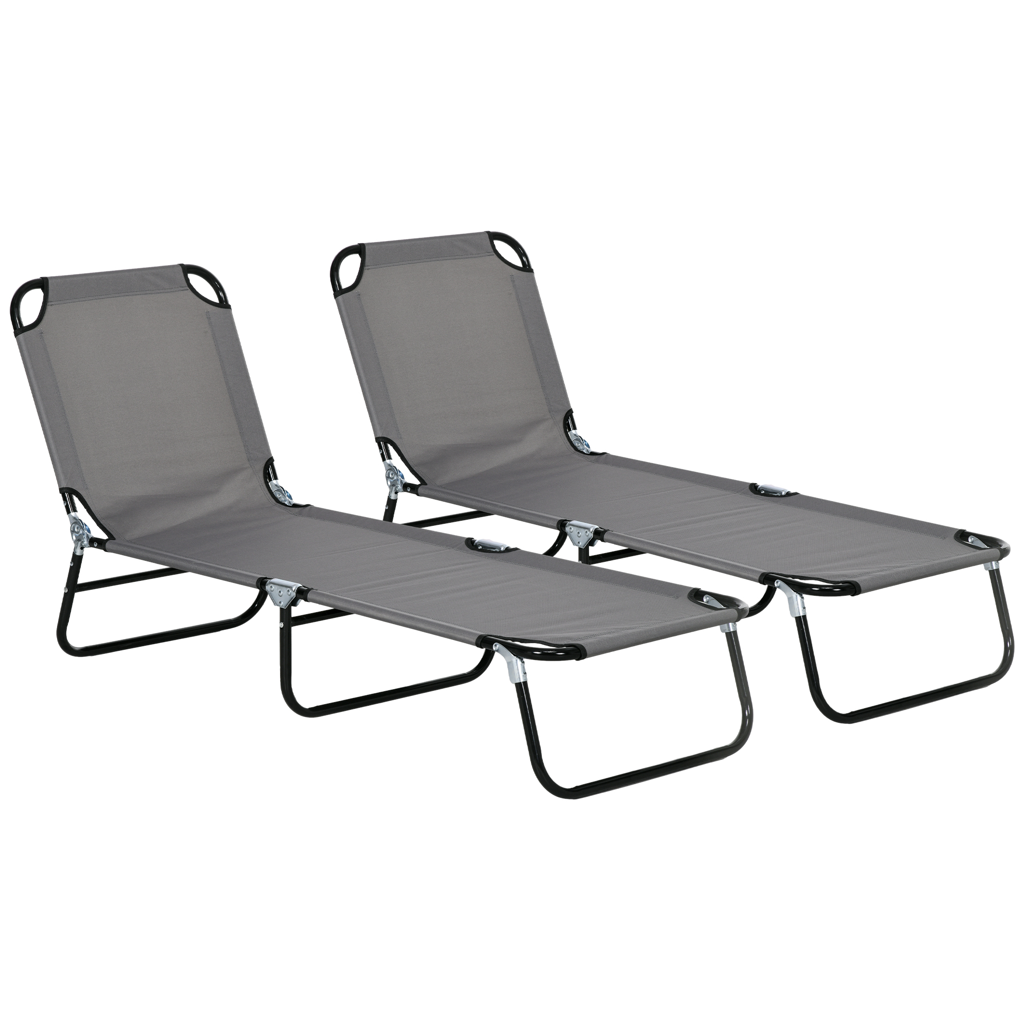 Jones Patio Sun Lounger with 5-Position Adjustable Backrest - Grey - Life Essentials