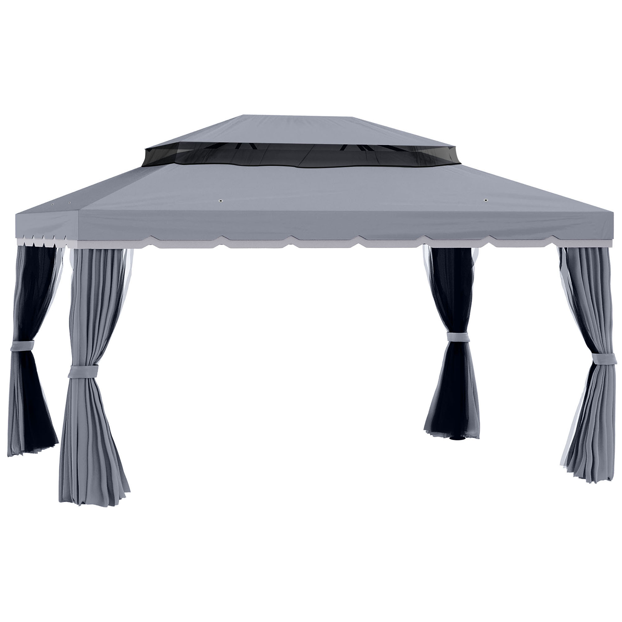 SUNVISTA 3 x 4m Aluminium Garden Gazebo, Marquee Canopy Shelter Pavilion Party Tent with Nets and Curtains for Garden and Deck, Dark Grey - Life 