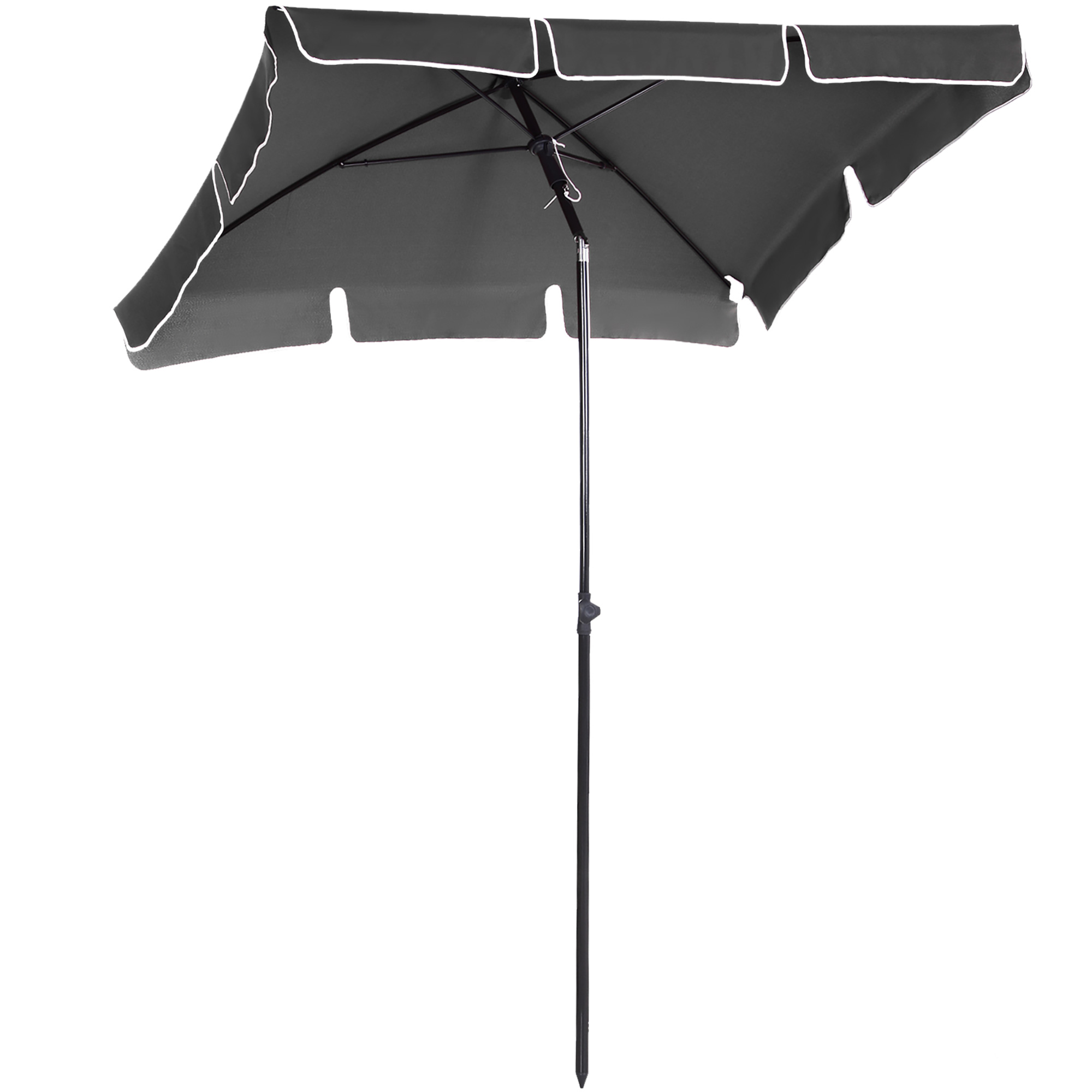 Aluminium Sun Umbrella Parasol Patio Garden Rectangular Tilt 2M x 1.25M - Life Essentials