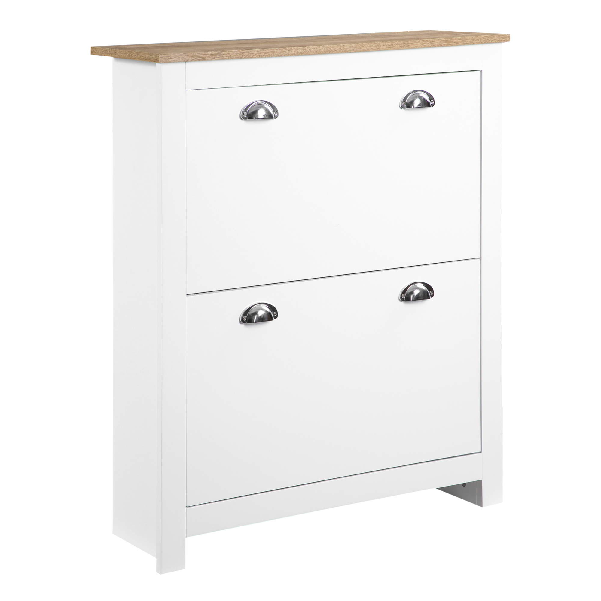 SOLEVA 2 Drawer Shoe Cabinet Flip Doors Adjustable Shelf for 12 Pairs - White - Life Essentials
