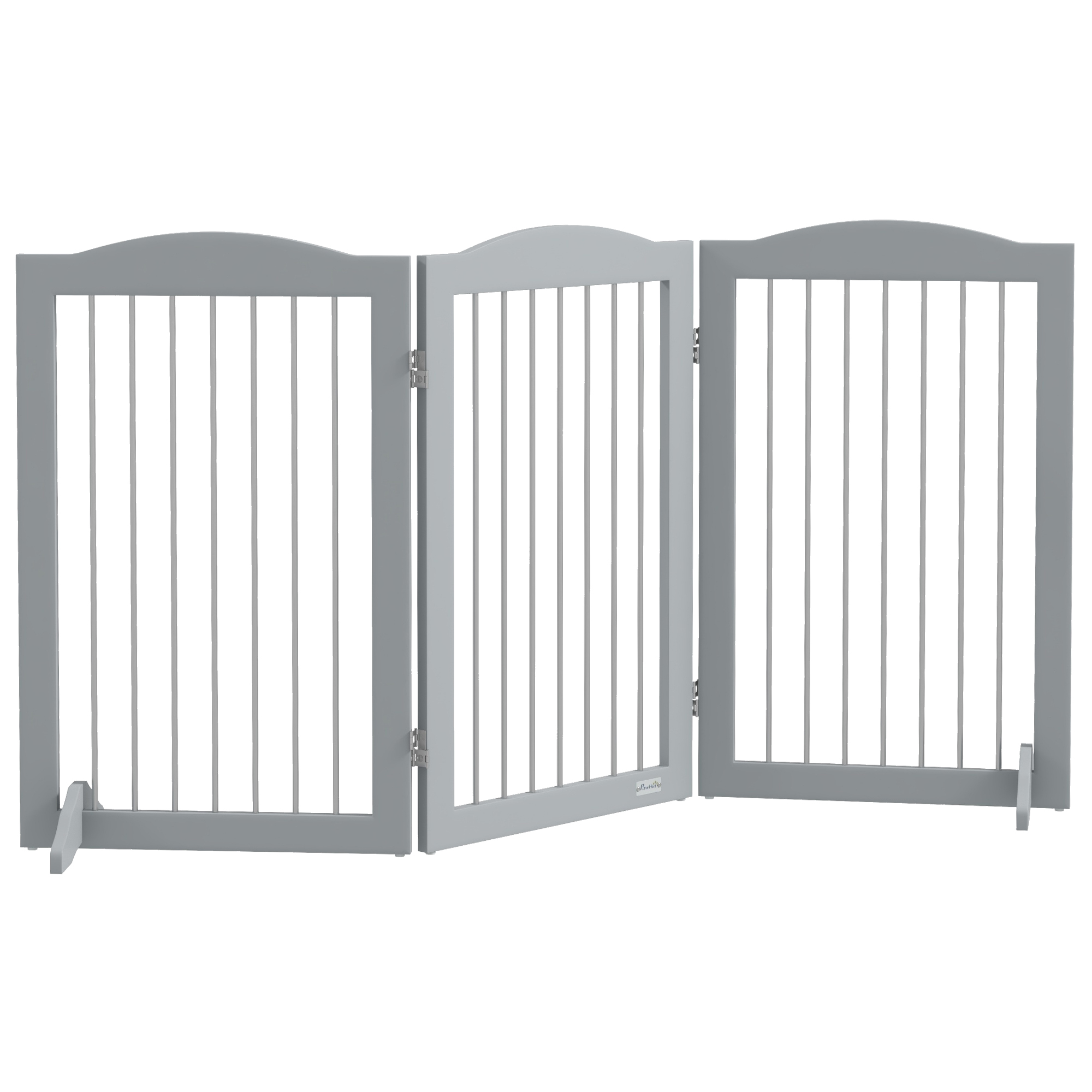 Foldable Dog Gate with Support Feet for Staircases Hallways Doorways - Grey - Life Essentials