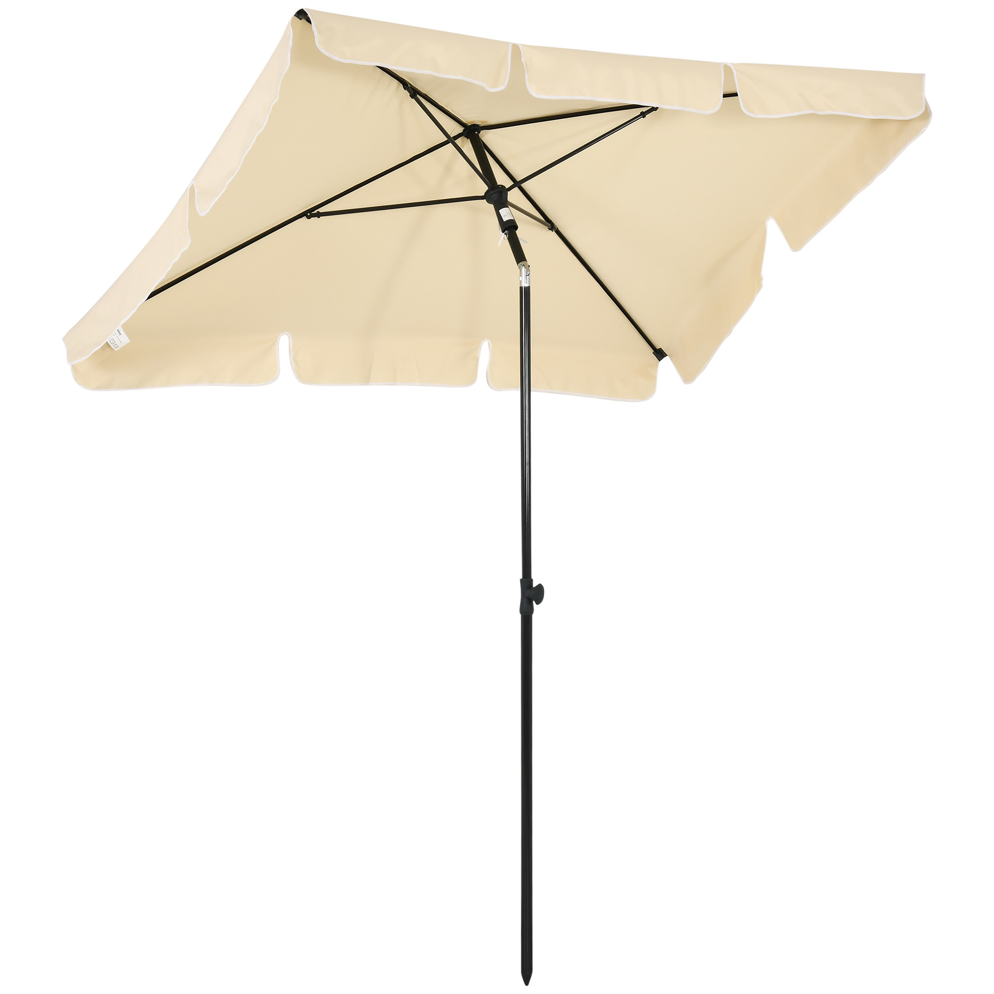 Aluminium Sun Umbrella Parasol Patio Garden Rectangular Tilt 2M x 1.25M Beige - Life Essentials