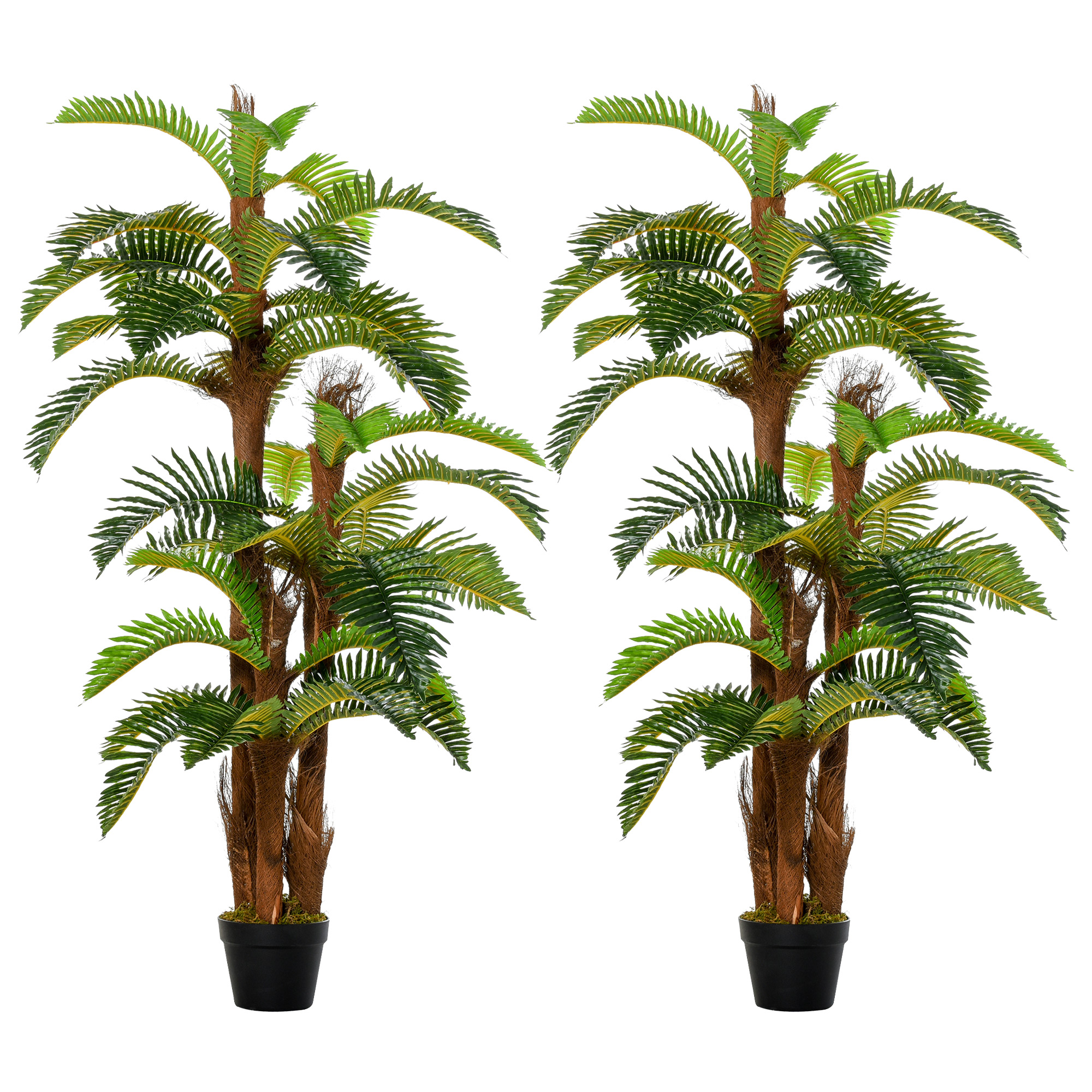 Set of 2 Artificial Plant Tropical Palm in Pot, Fake Plants for Home Indoor Outdoor Decor, 150cm, Green - Life Essentials