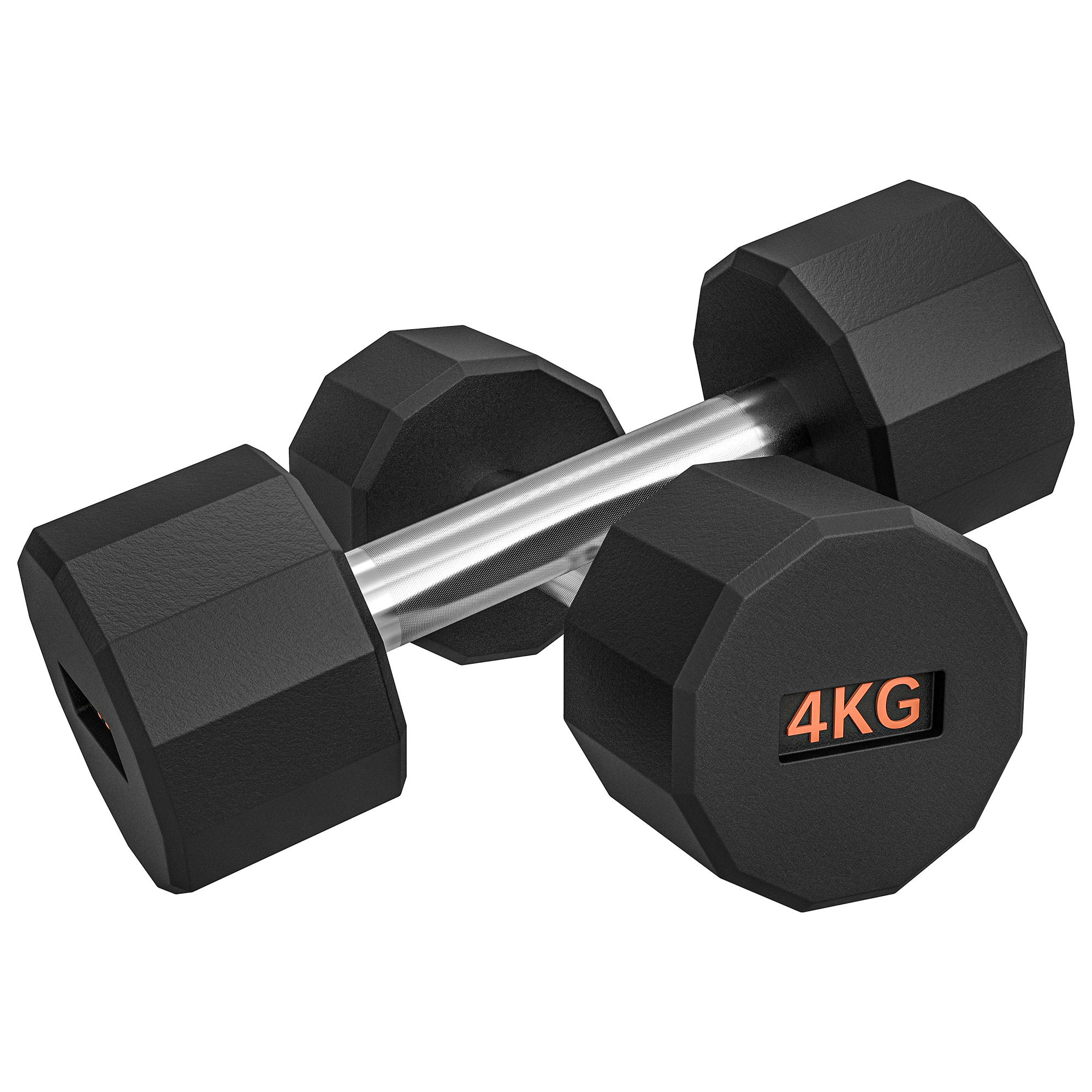 McAlpin 2 x 4kg Dumbbells Set with 12-Sided Shape and Non-Slip Grip - Black and Orange - Life Essentials