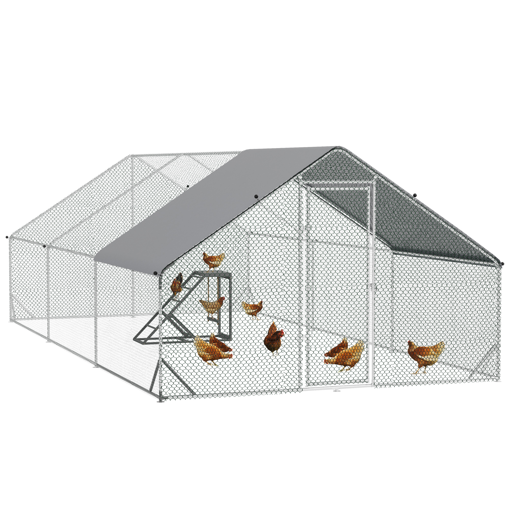 Shelley Walk-in Galvanised Steel Chicken Run with Activity Shelf Cover - Reliable Structure - Life Essentials
