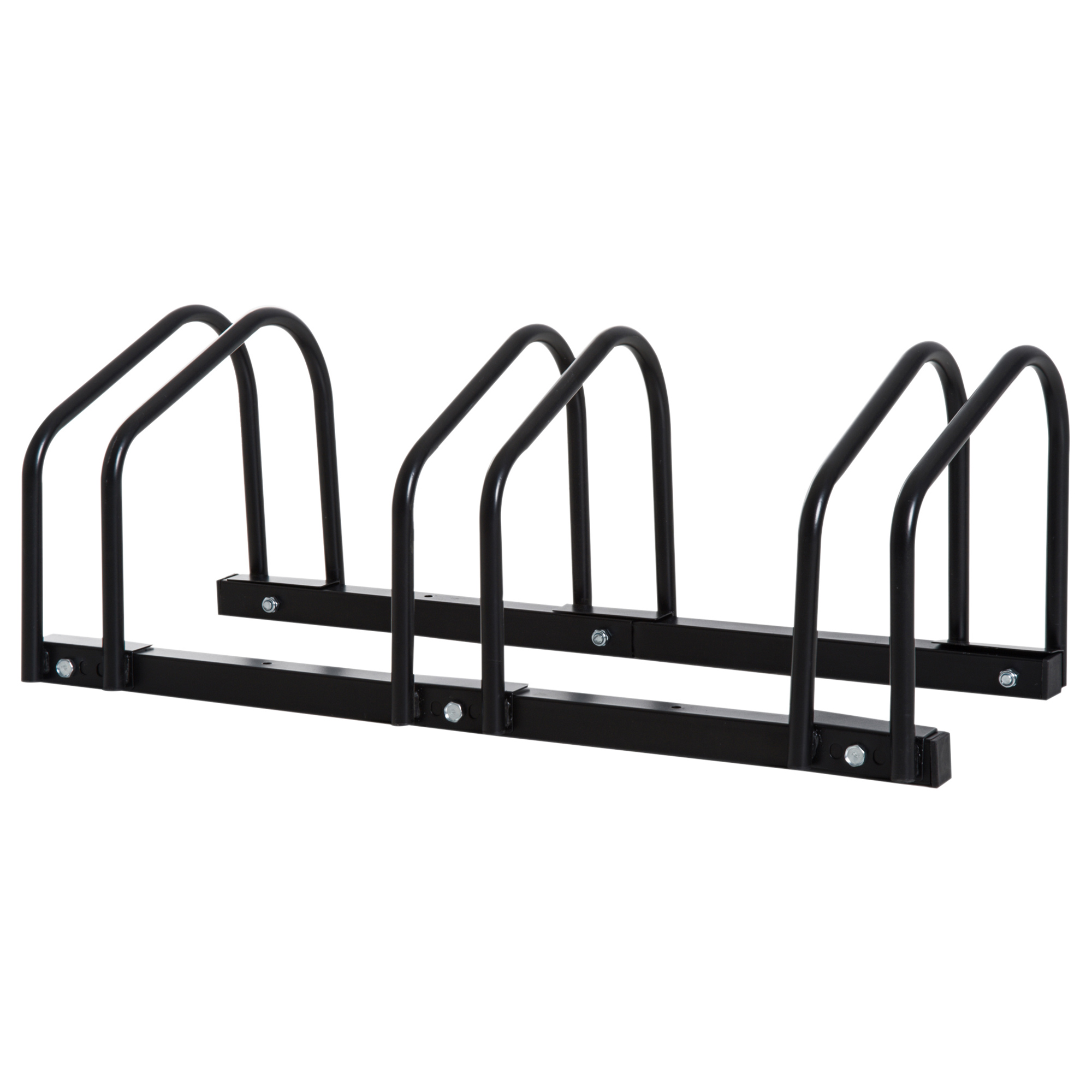 Bike Stand Parking Rack Floor or Wall Mount Bicycle Cycle Storage Locking Stand 76L x 33W x 27H (3 Racks, Black) - Life Essentials