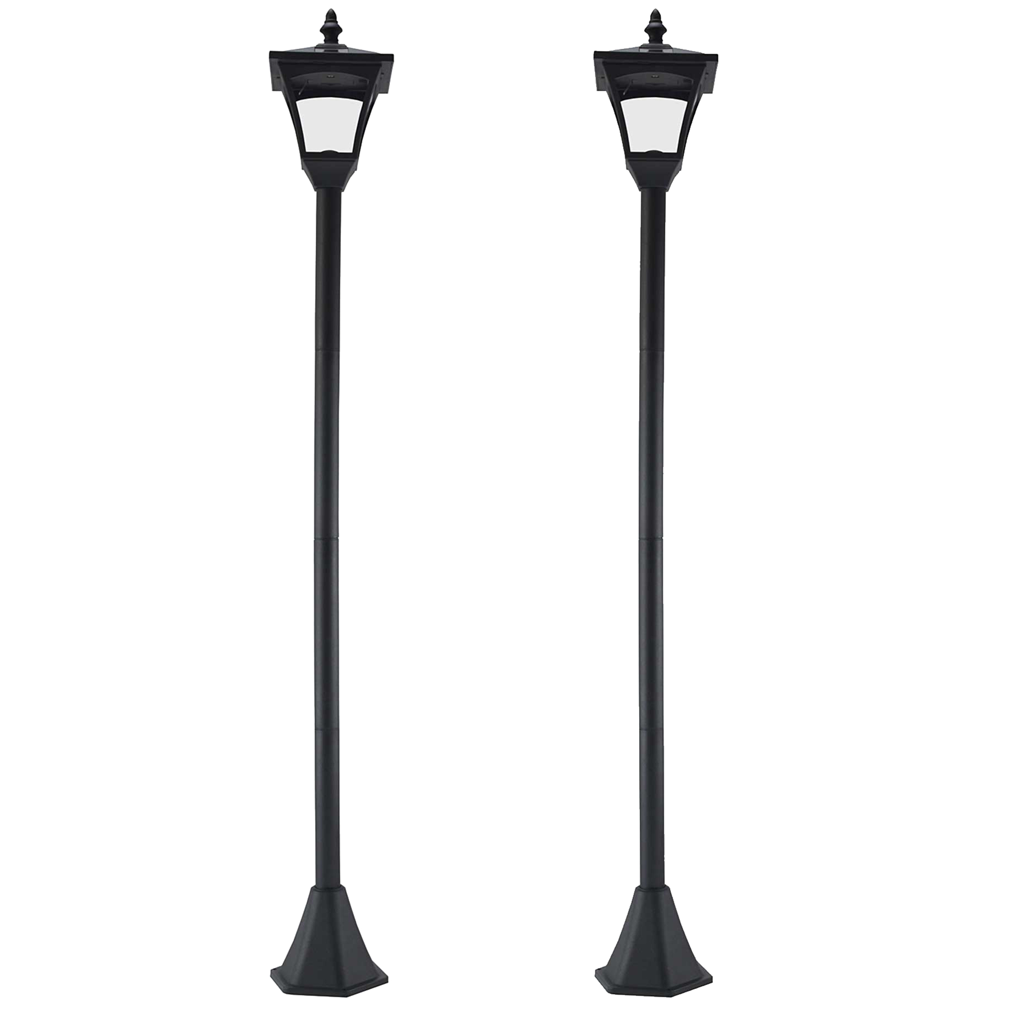 Set of 2 Outdoor Garden Solar Post Lamp Sensor Dimmable LED Lantern Bollard IP44 Energy-saving 1.2M Tall, Black - Life Essentials