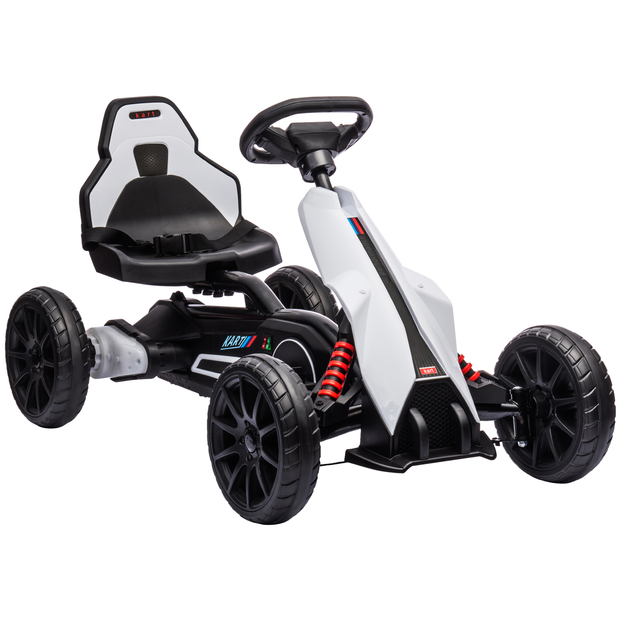 Scott 12V Racing Go Kart for Kids with Music Rechargeable Battery - White - Life Essentials