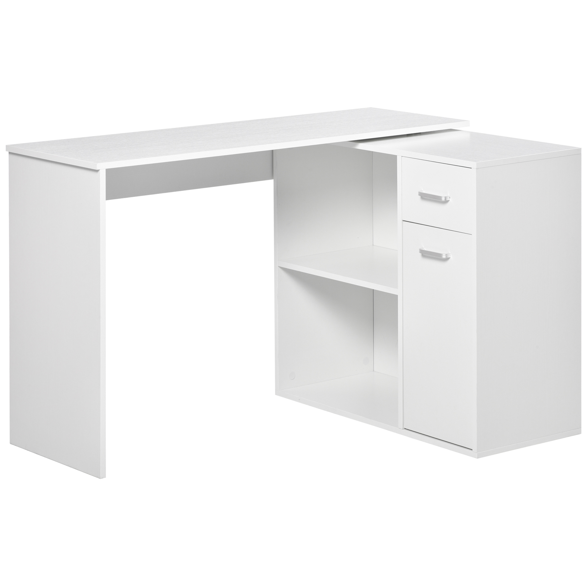 L-Shaped corner computer desk Table Study Table PC Workstation with Storage Shelf Drawer Home Office white - Life Essentials