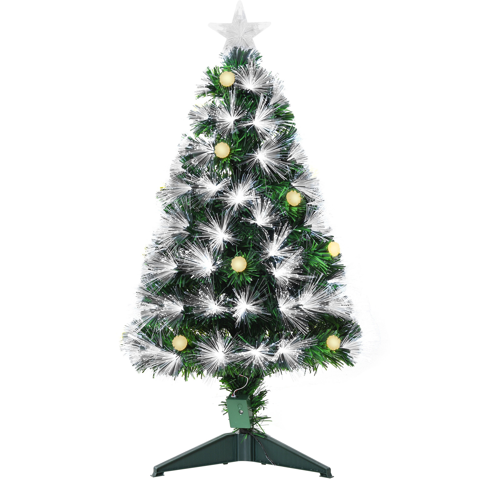 Debbie 3ft White Pre Lit Christmas Tree w 90 LEDs Star Topper Tri-Base Full Bodied Seasonal Decoration Pre-Lit Home - Life Essentials