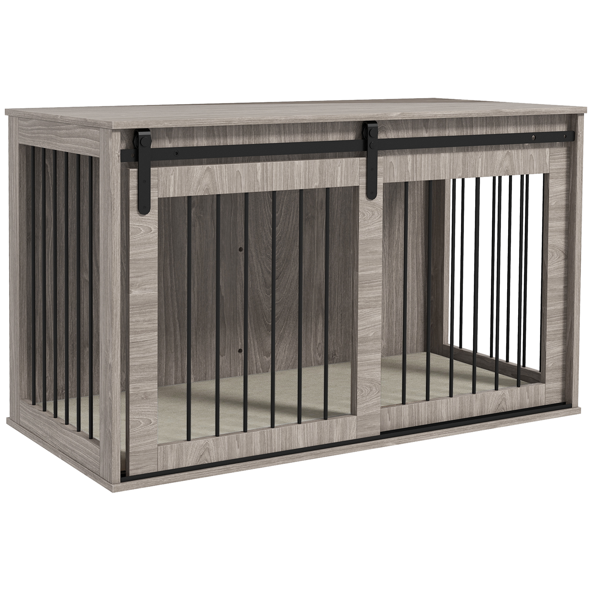 Dog Crate Furniture with Removable Cushion for XL Dogs, 118 x 60 x 73 cm, Brown - Life Essentials