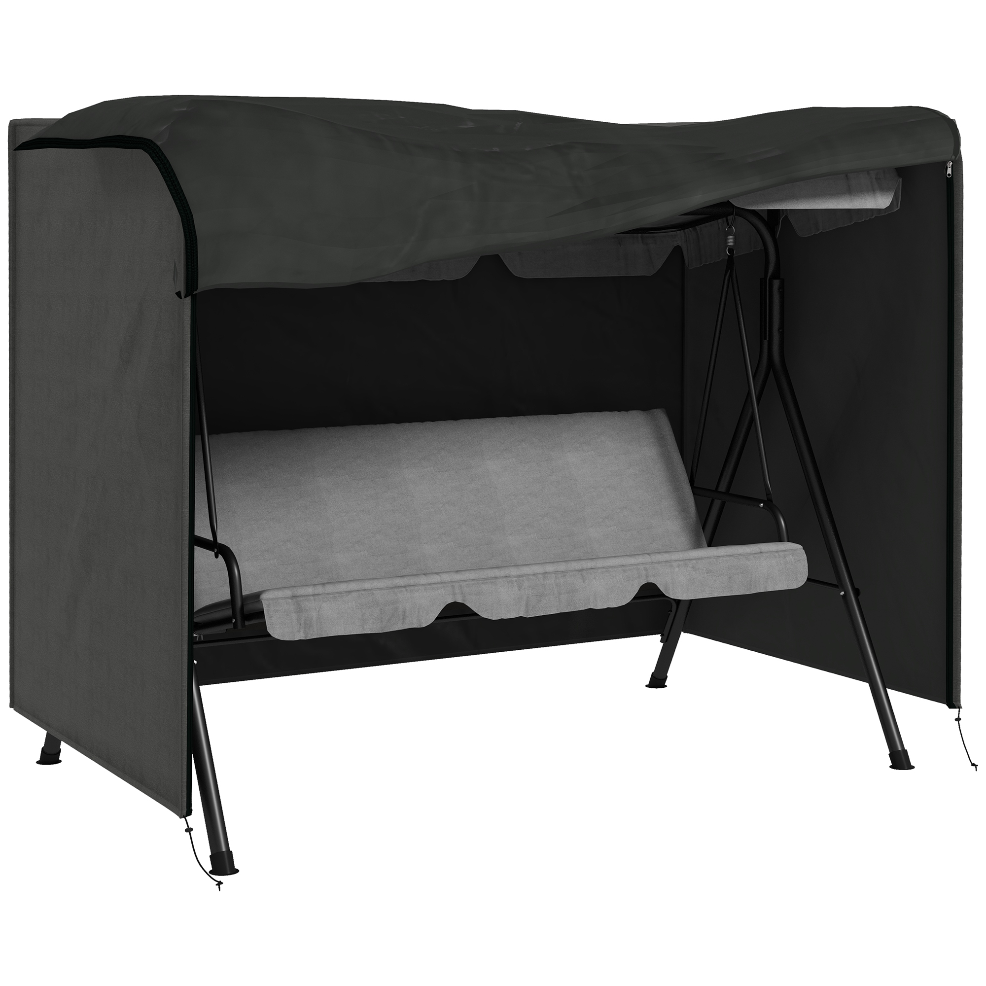 600D Oxford Patio Swing Chair Cover Outdoor Garden Furniture Rain Protection Protector Waterproof Anti-UV Dark Grey 205L x 124W x 164H cm - Life 
