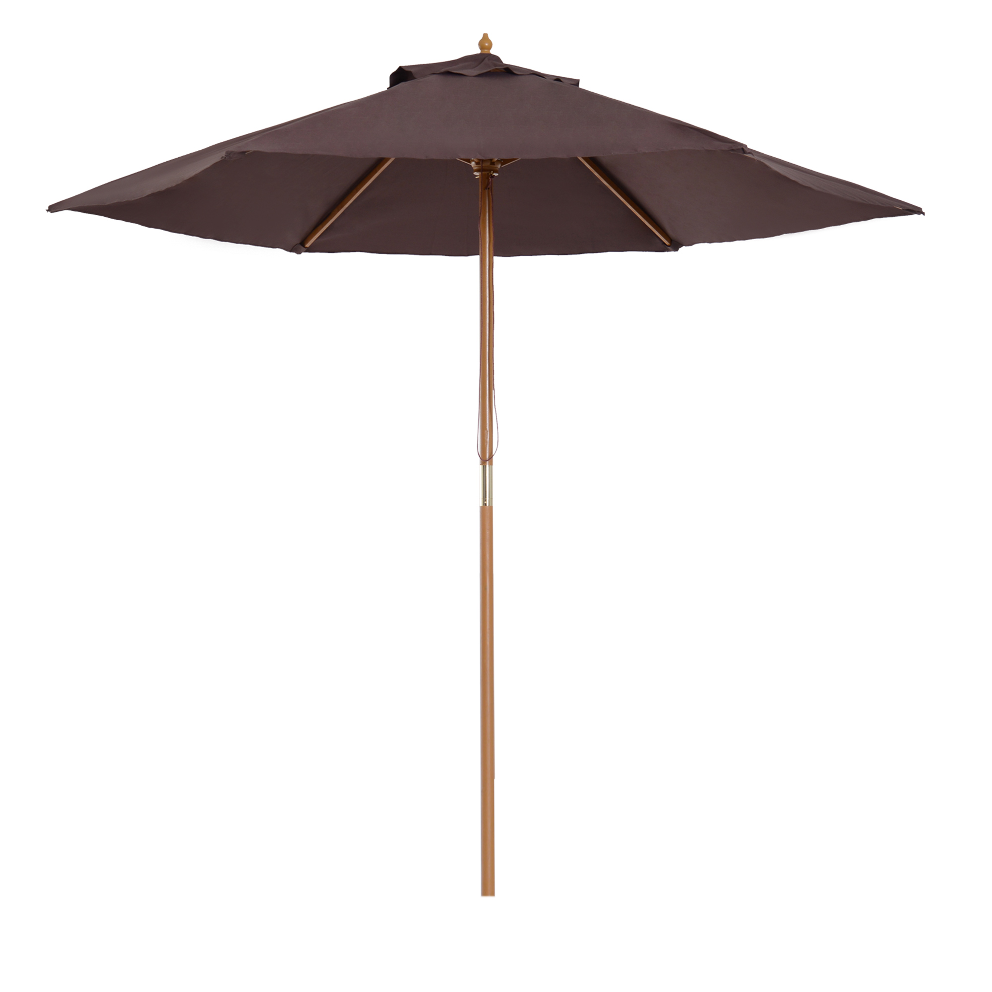 2.5m Wood Wooden Garden Parasol Sun Shade Patio Outdoor Umbrella Canopy New(Coffee) - Life Essentials