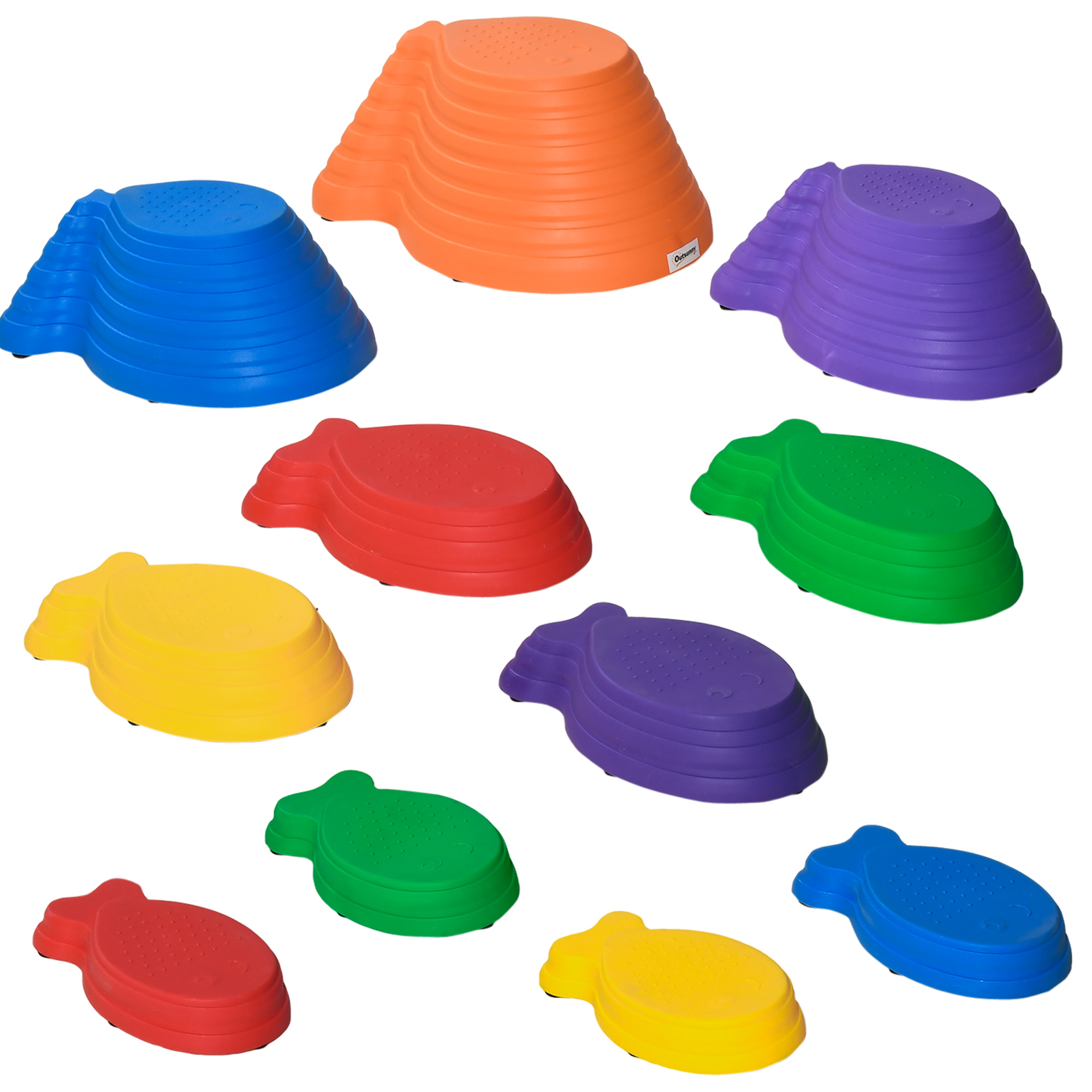 Kids Balance Stepping Stones 11-Piece Fish Shape Non-slip Obstacle Course Stackable Balance Blocks Exercise Toddler Balance - Multicoloured - Life 