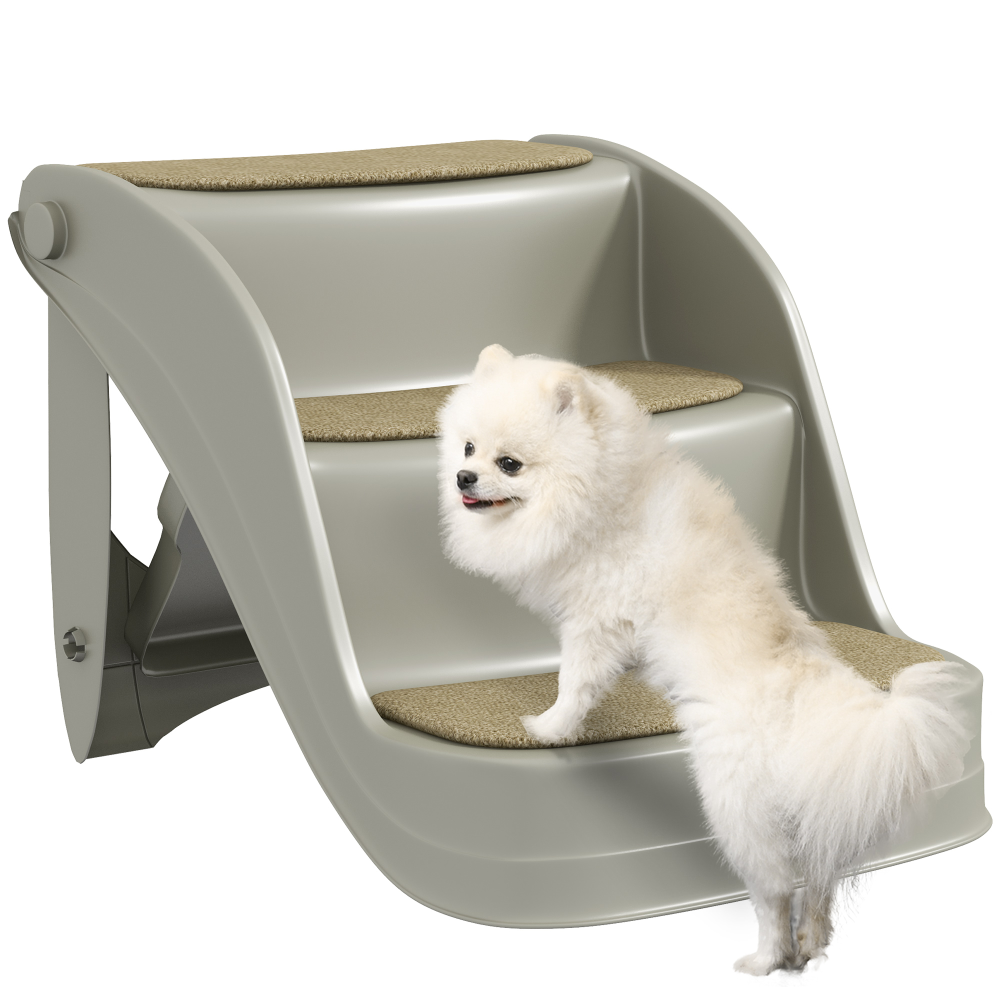 Shelley Foldable Pet Stairs with Non-slip Mats for Small Dogs - Grey - Life Essentials
