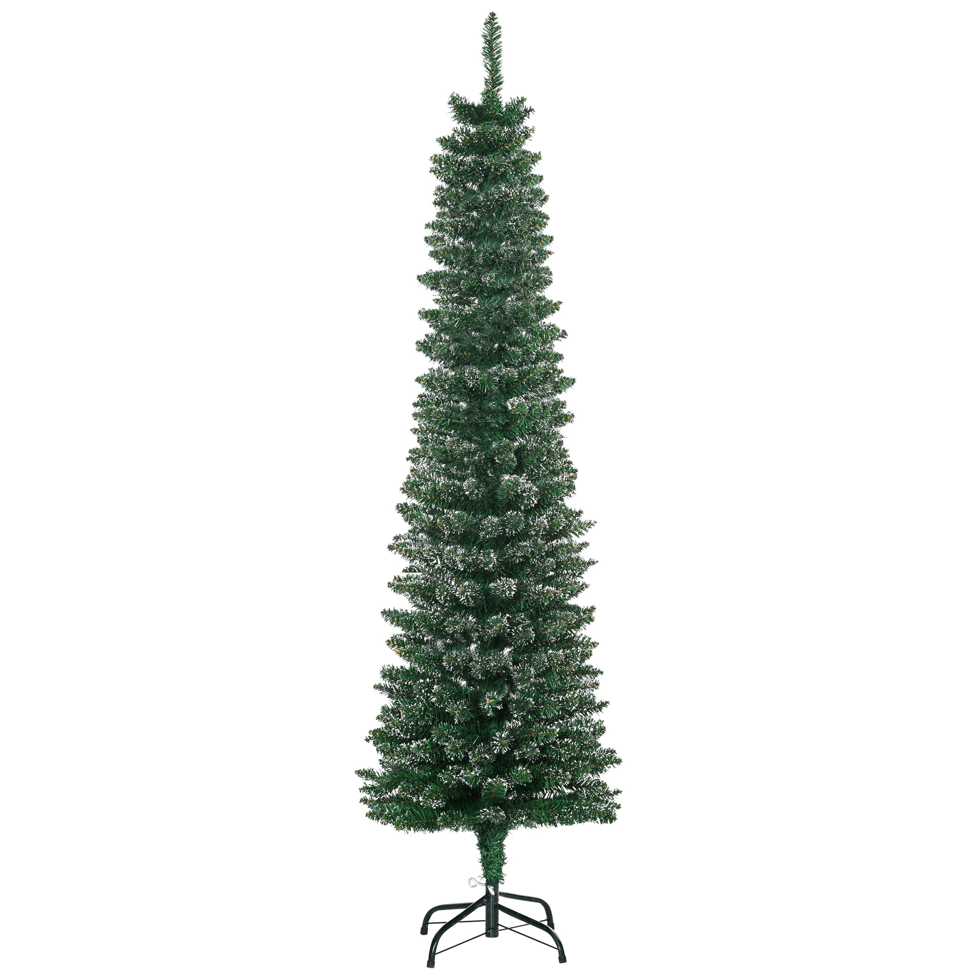 Debbie 5.5FT Artificial Snow Dipped Christmas Tree Xmas Pencil Tree Holiday Home Indoor Decoration with Foldable Black Stand Green - Life Essentials