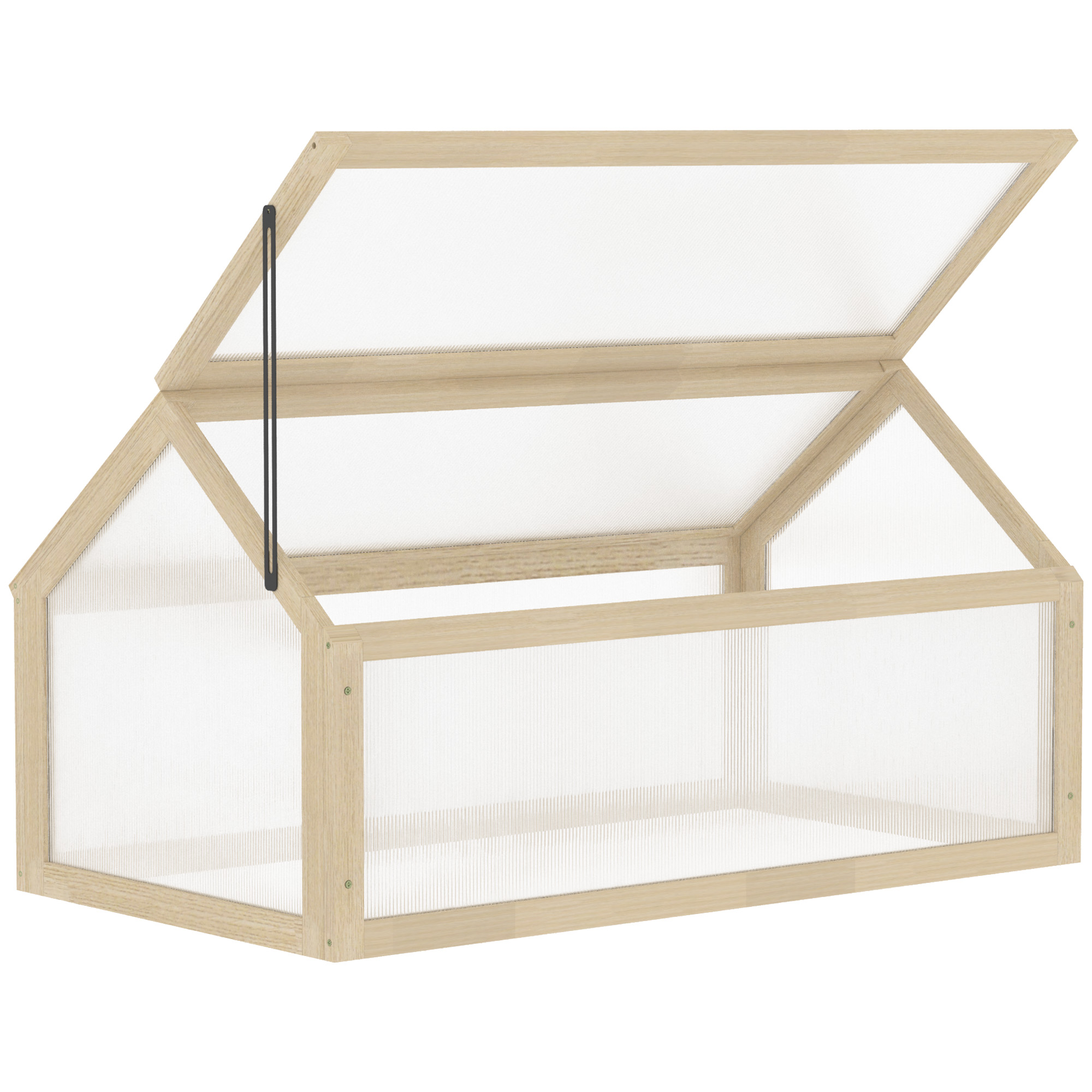 Wooden Cold Frame Greenhouse Garden Polycarbonate Grow House with Openable Top for Flowers, Vegetables, Plants, 90 x 52 x 50cm, Natural - Life 