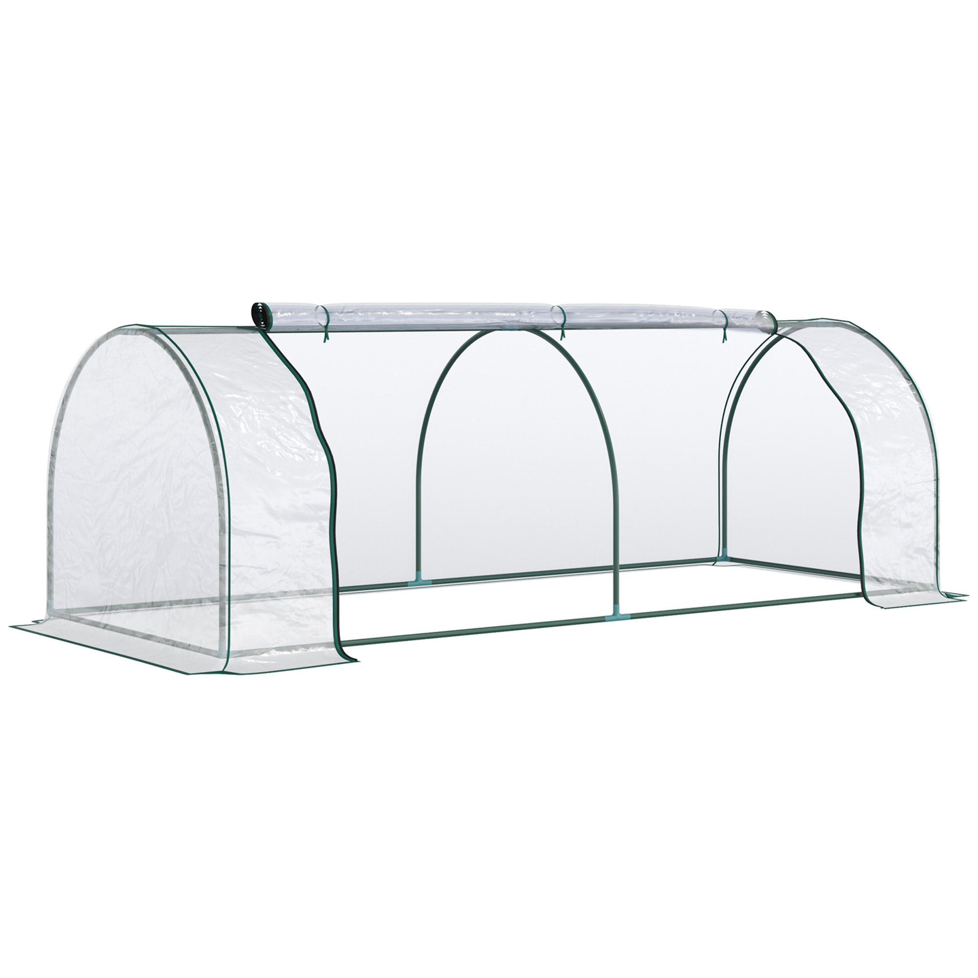 Tunnel Greenhouse Green Grow House for Garden Outdoor, Steel Frame, PVC Cover, Transparent, 250 x 100 x 80cm - Life Essentials