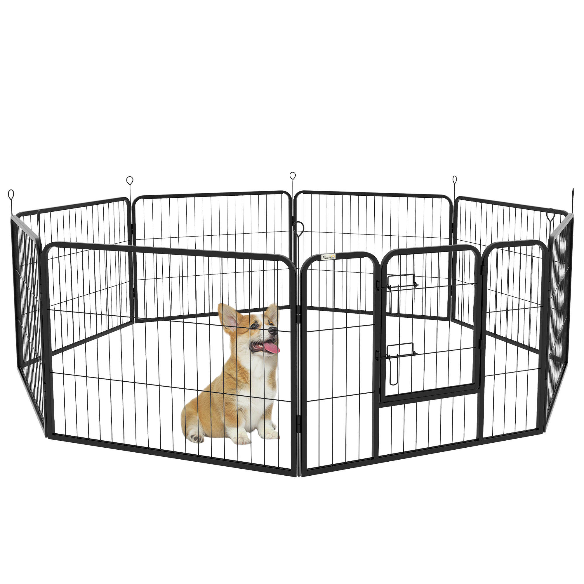 Steel 8 Panel Dog pen Pet Puppy PlayPen Black - Life Essentials