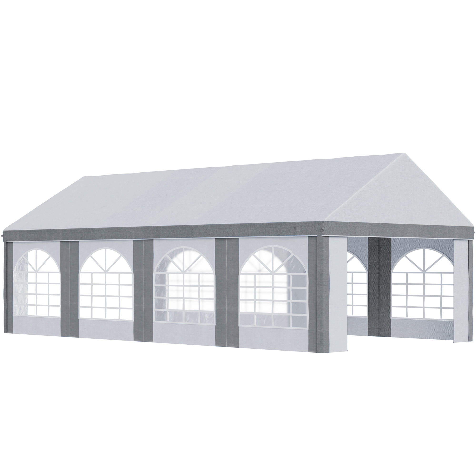 8 x 4m Galvanised Party Tent, Marquee Gazebo with Sides, Eight Windows and Double Doors, for Parties, Wedding and Events - Life Essentials