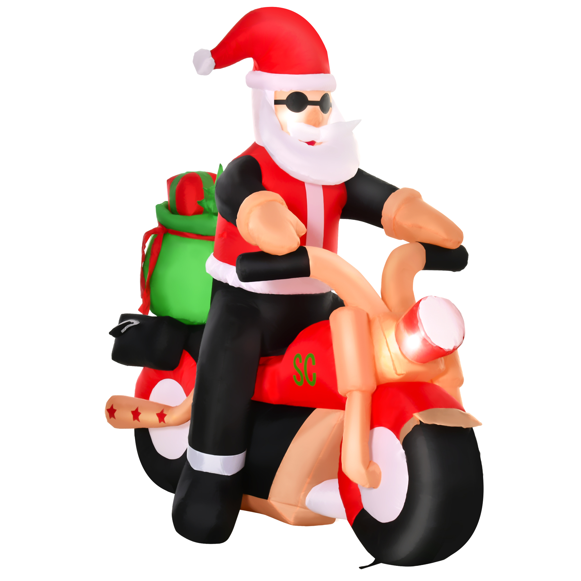 Debbie 5.5ft Christmas Inflatable Santa Claus Riding a Motorcycle Blow Up Decoration Xmas Decor for Garden