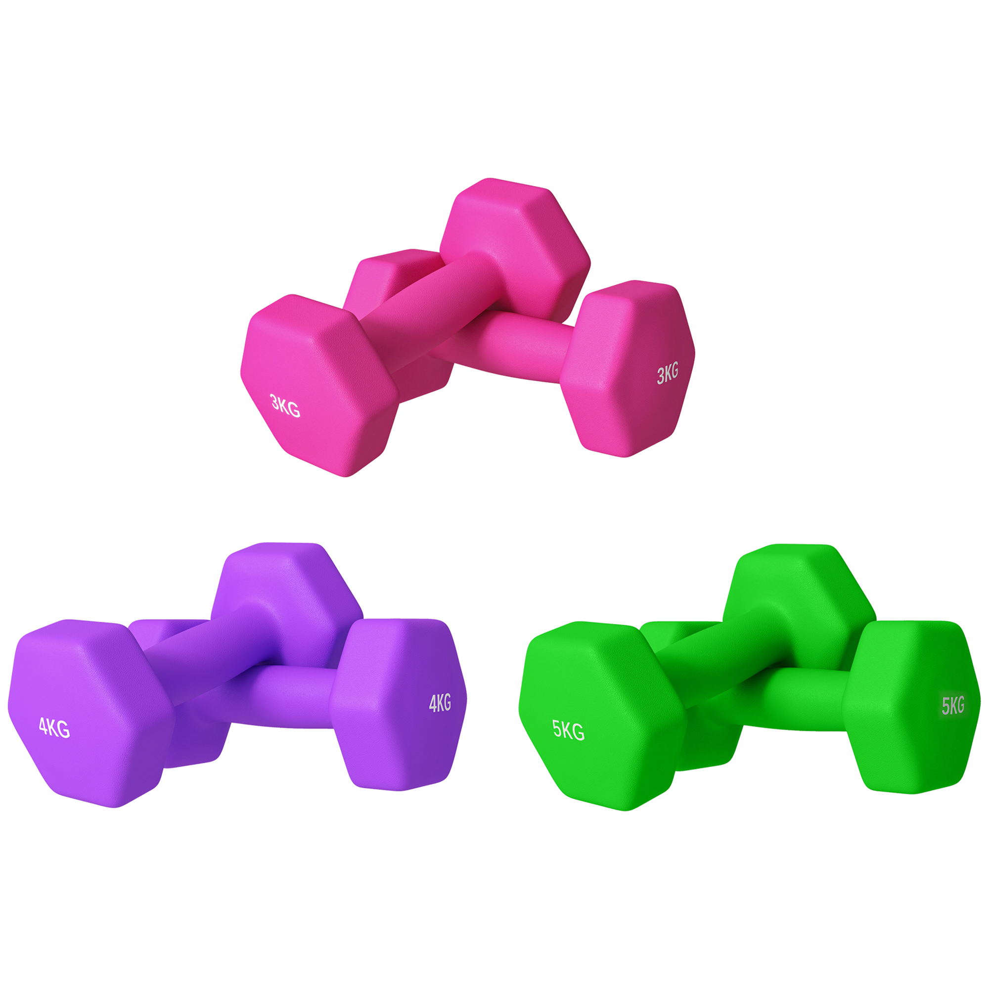 McAlpin Set of 6 Hex Dumbbells Pair with Non-Slip Grip for Training - Black - Life Essentials