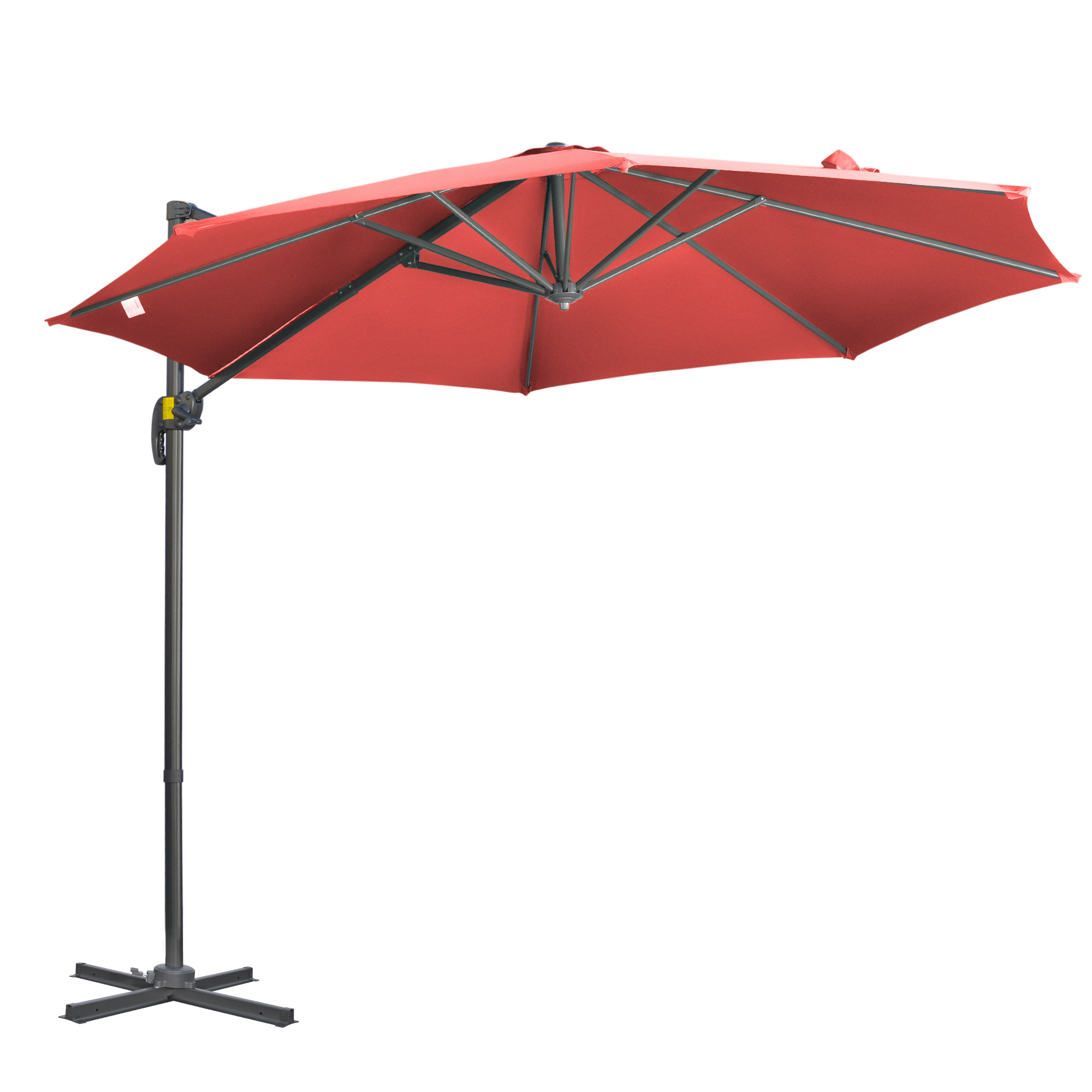 Jones 3 x 3m Cantilever Parasol with Cross Base - Wine Red - Life Essentials
