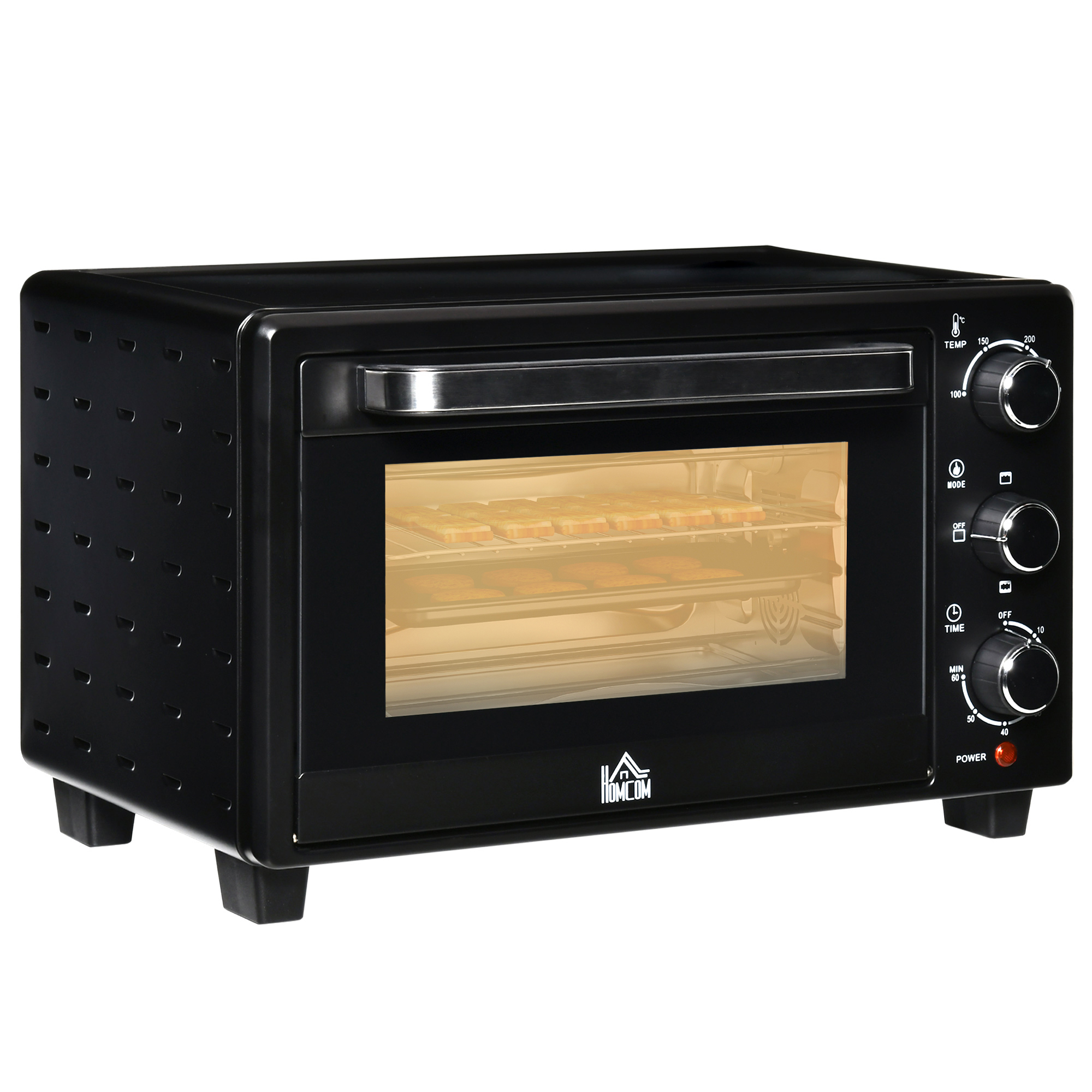 21L Countertop 1400W Electric Grill Oven with Adjustable Temperature, Tray and Wire Rack - Black - Life Essentials