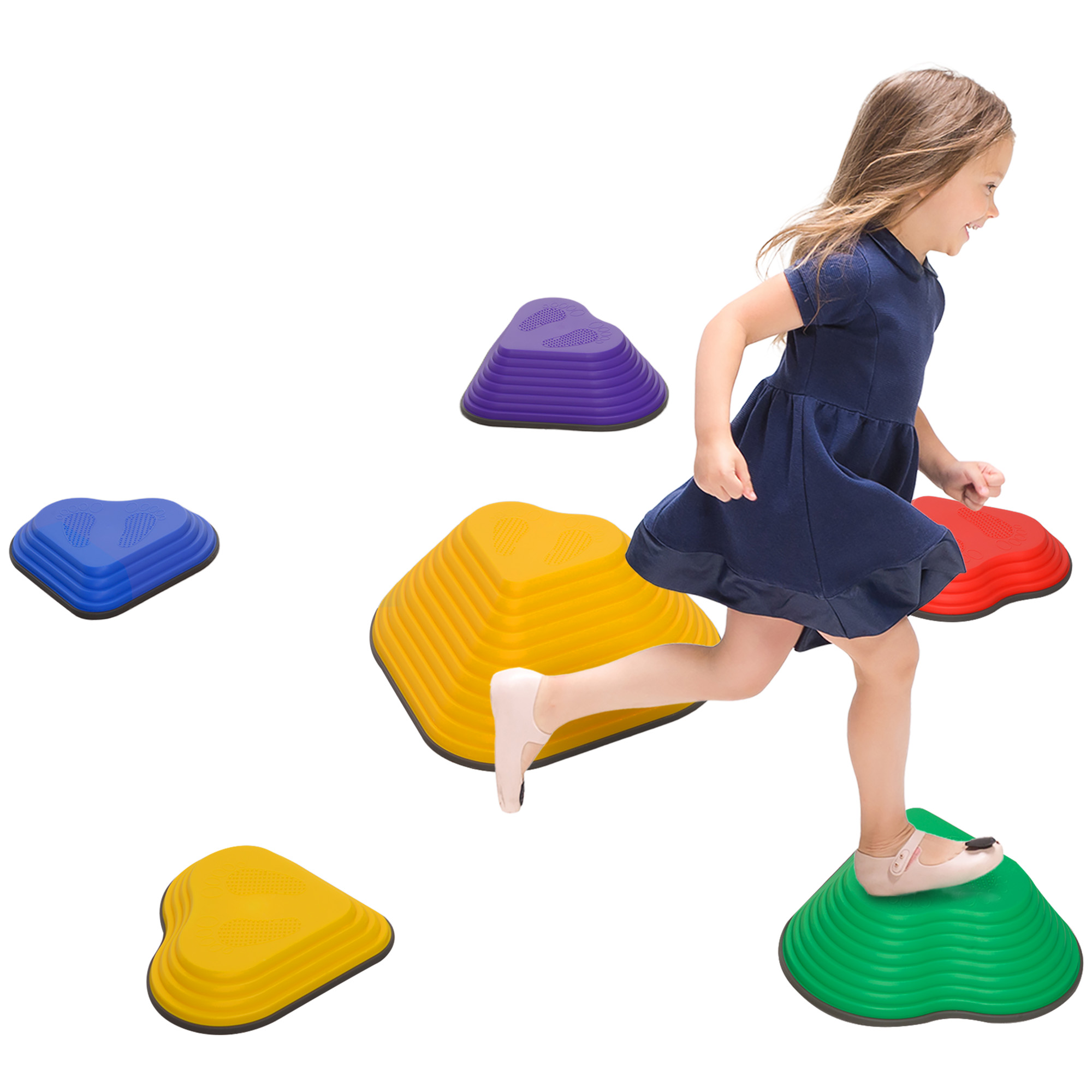 Kids Play Set - 6PCs Heart-Shaped Kids Stepping Stones Multi Colour 37.5cm - Life Essentials