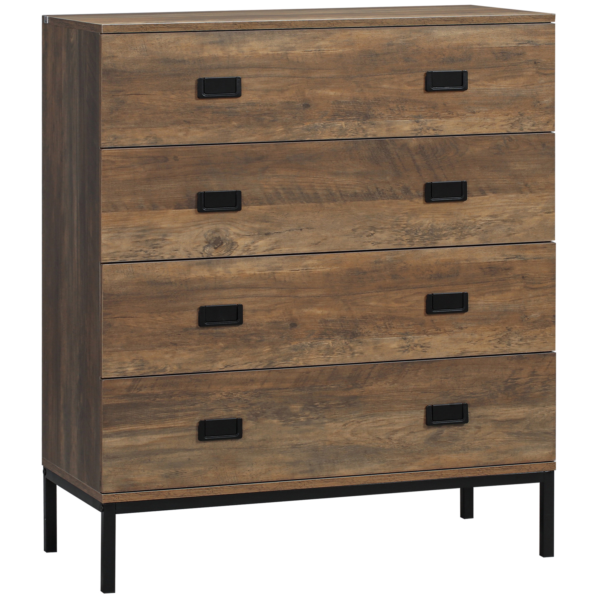 VANCOUVER Oak Finish Chest of Drawers - Medium-sized, 4 Drawers - Life Essentials