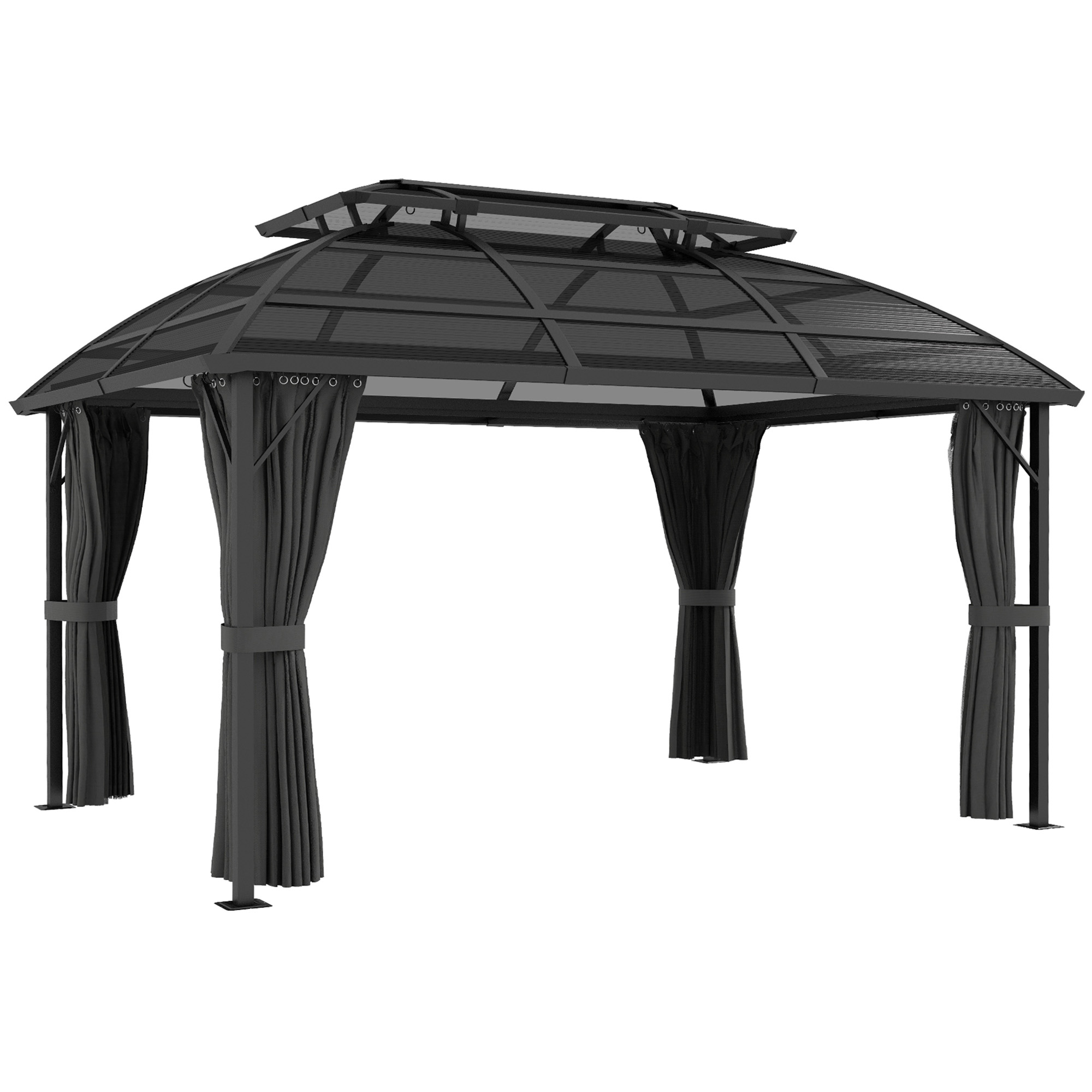 Jones 4 x 3m Aluminium Frame Hard Gazebo with Accessories - Black - Life Essentials